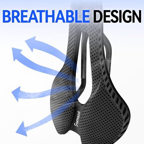 Samassi Samassi Bike Seat, 3D Printed Bike Saddle | Comfortable Bike Seat Cushion for Men and Women| Lightweight Carbon Fiber Bicycle Seat, Shock Absorbing and Breathable | Ideal for Road and Mountain Bikes