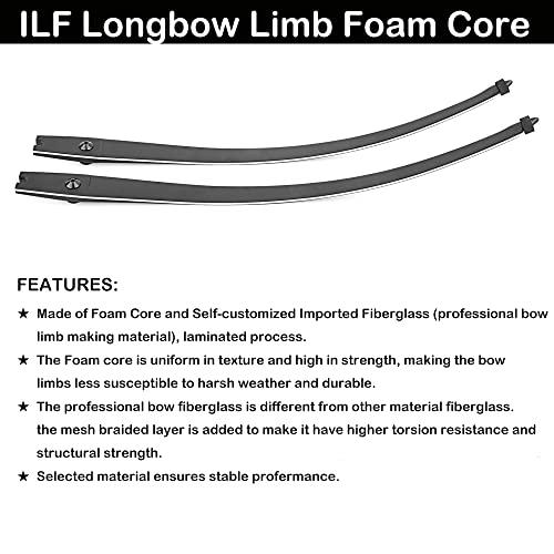 ZSHJGJR ZSHJGJR Foam Core ILF Longbow Limbs 64inch ILF Limbs 20-50lbs Compatible for 19\" Bow Riser for Archery ILF Takedown Longbow Limbs Replacement Right Hand (25lbs)