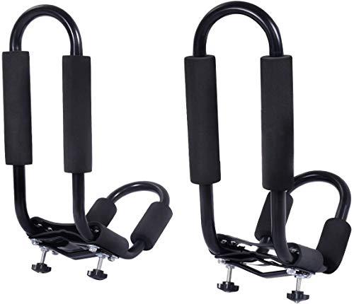 Goplus 2 Pairs Kayak Roof Rack, Universal Kayak Carrier J-Bar Rack with 4 Tie Down Straps, Canoe Boat SUP Surfboard Ski Board Rooftop Mount Rack on Car SUV and Truck Crossbar