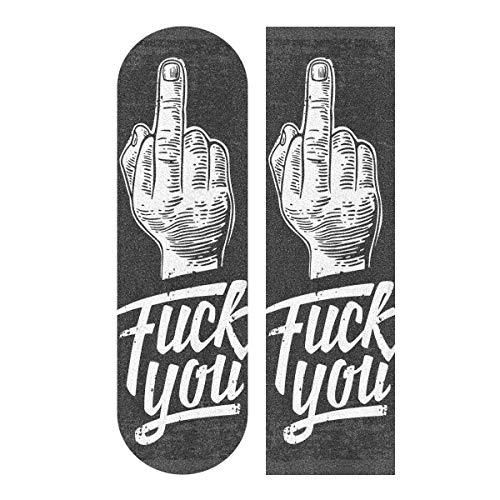 Hupery Hupery Middle Finger Sign Skateboard Grip Tape Longboard Griptape Waterproof Grip Tape Sheet Sticker Deck Sandpaper Griptape, 33.1x9.1 inch (Middle Finger)
