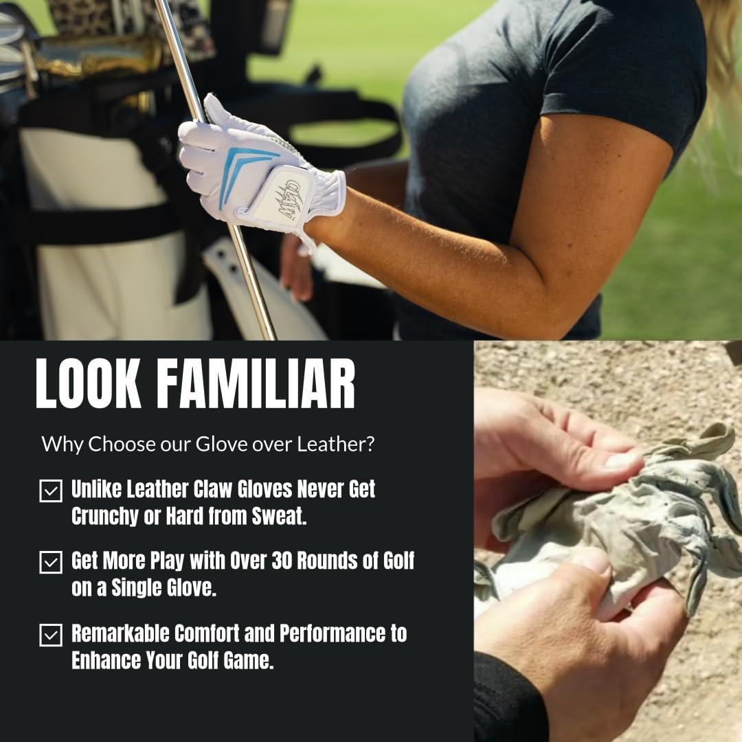 CaddyDaddy CaddyDaddy Claw Golf Gloves for Women | Flex-Mesh Design for Cool Ventilation | Lasts 3-5 Times Longer Than Leather | Silicone-Web Coating for Maximum Grip | Machine-Washable | White | RH-Large
