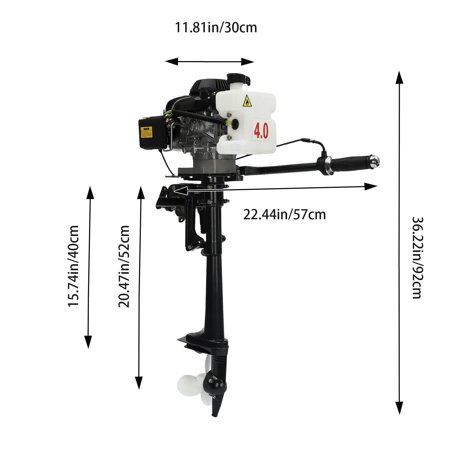 TBVECHI TBVECHI Outboard Motor, 4 Stroke 3 HP Outboard Trolling Motor, Air Cooling Gasoline Heavy Duty Fishing Boat Engine for Fishing Aquaculture Outdoor