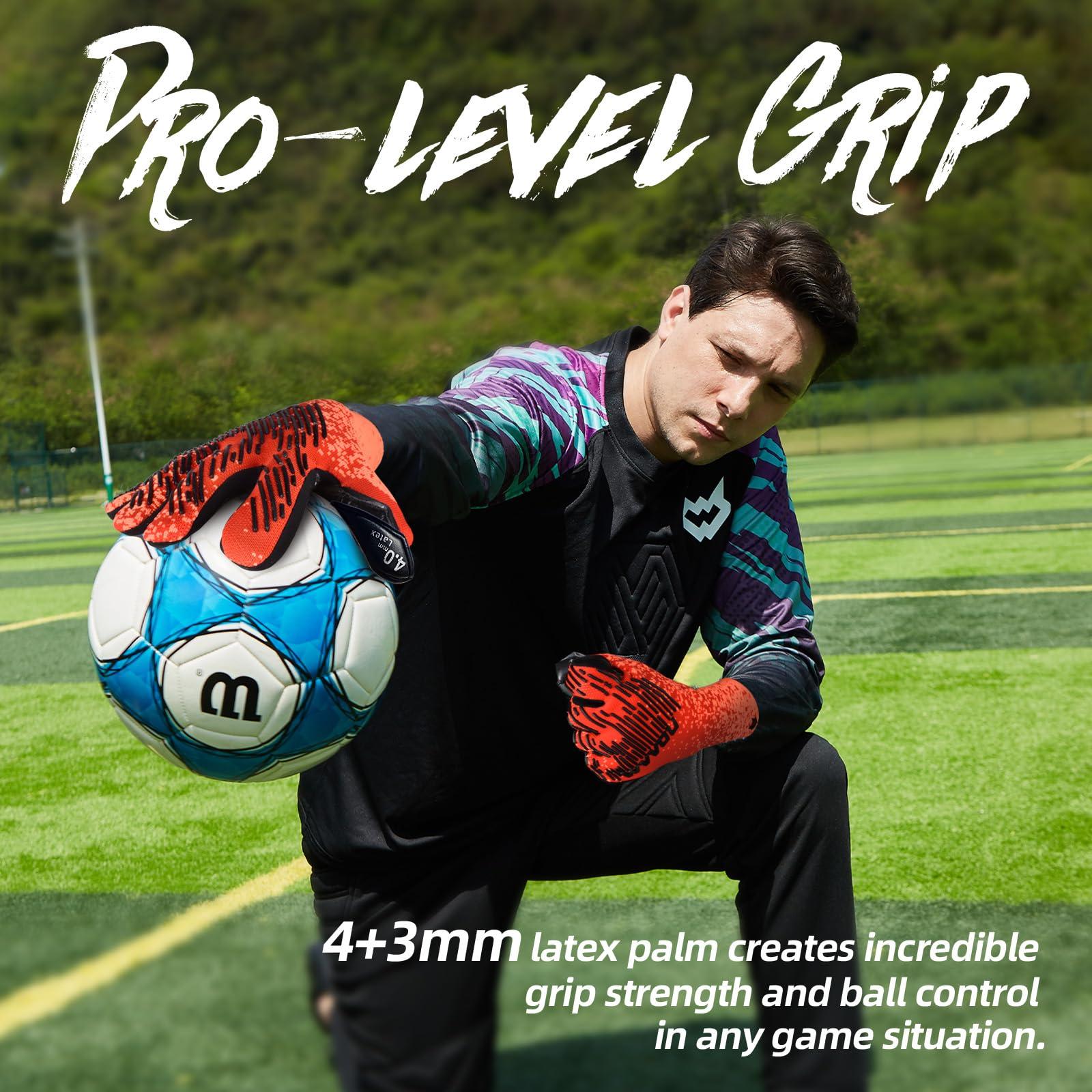 WVVOU WVVOU Soccer Goalie Gloves Youth Adults, High Performance Goalkeeper Gloves, Breathable Soccer Gloves, 4+3mm Super Grip for The Toughest Saves