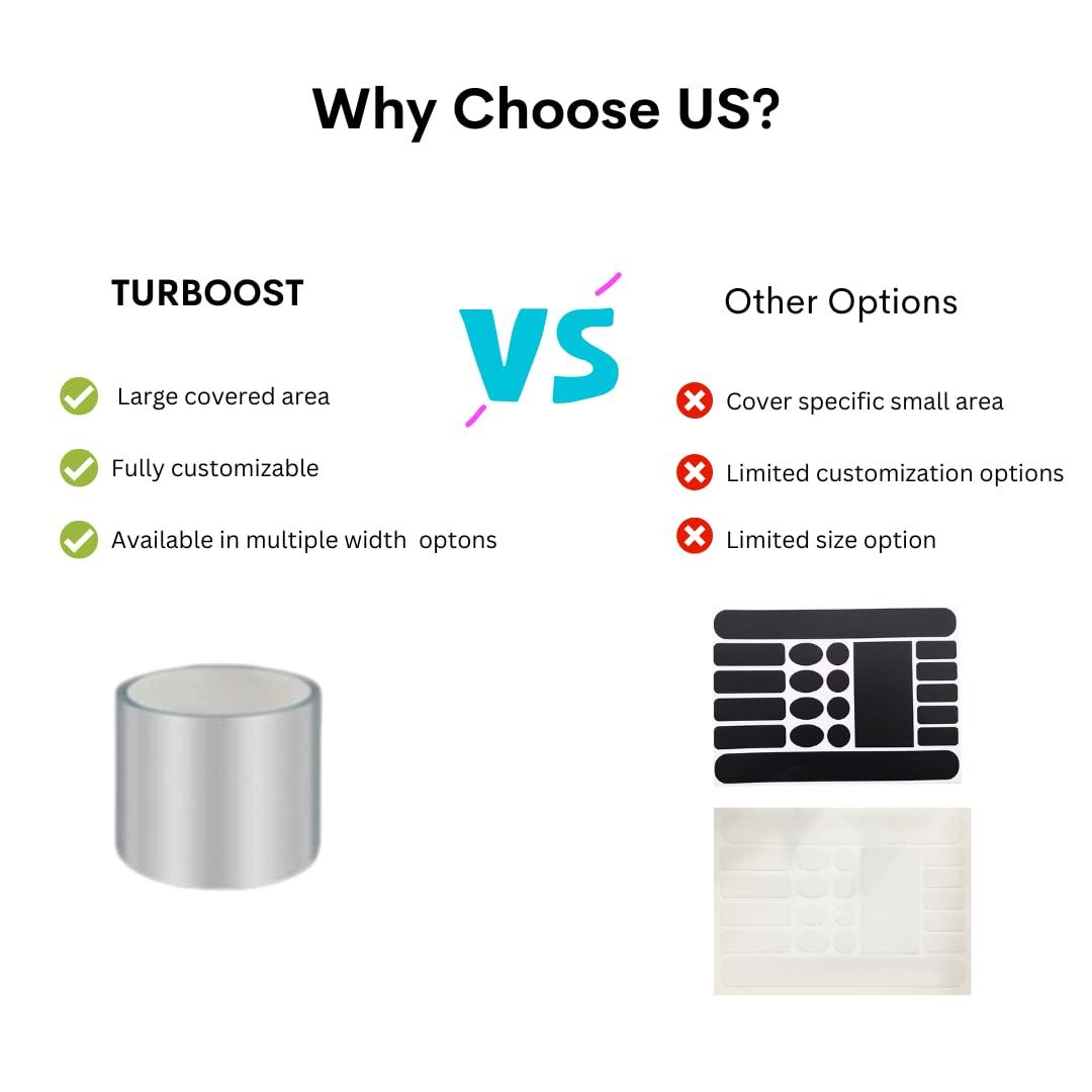 TURBOOST TURBOOST Bike Frame Protection Tape Sticker Vinyl Wrap Skin, MTB Bicycle Paint Chainstay Chain Guard Corner Protector Film Wraps, Clear, 3m (120) Length, Various Width Options (5)