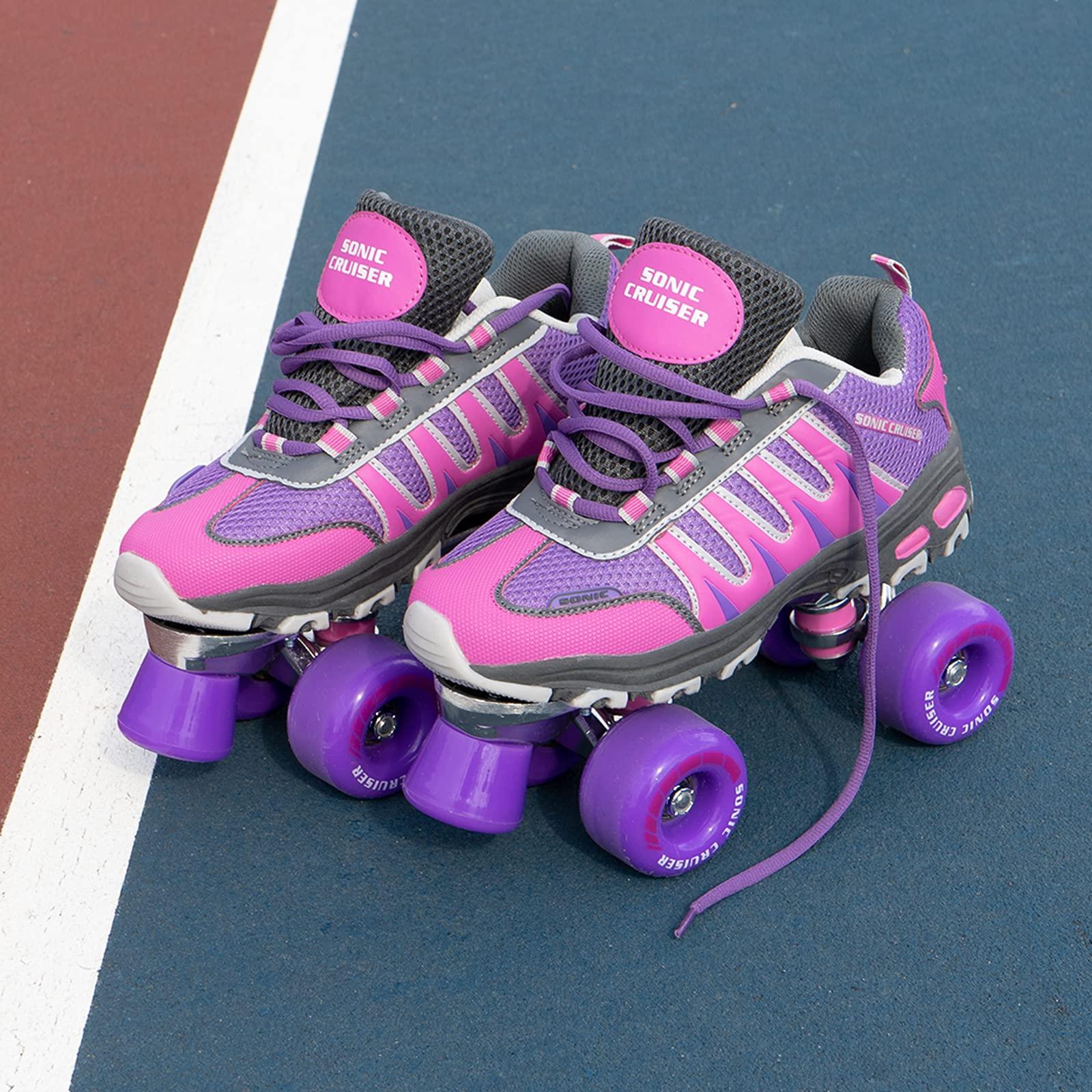 LENEXA Lenexa Sonic Cruiser 2.0 Unisex Roller Skates | Comfortable Fit Sneaker Style Quad Skates for Indoor/Outdoor Use | Pink/Purple (Ladies 5 - Mens 4)