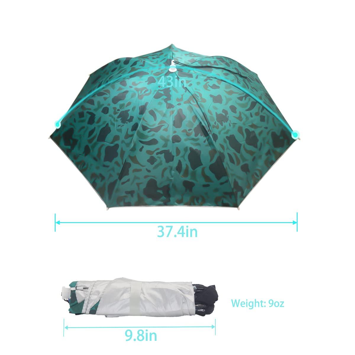 Bocampty Umbrella Hat, Bocamoty 37 inch Fishing Umbrella Hat Hands Free Foldable UV Protection Umbrella Cap Adjustable Headwear for Fishing Golf Beach Gardening Sunshade Outdoor