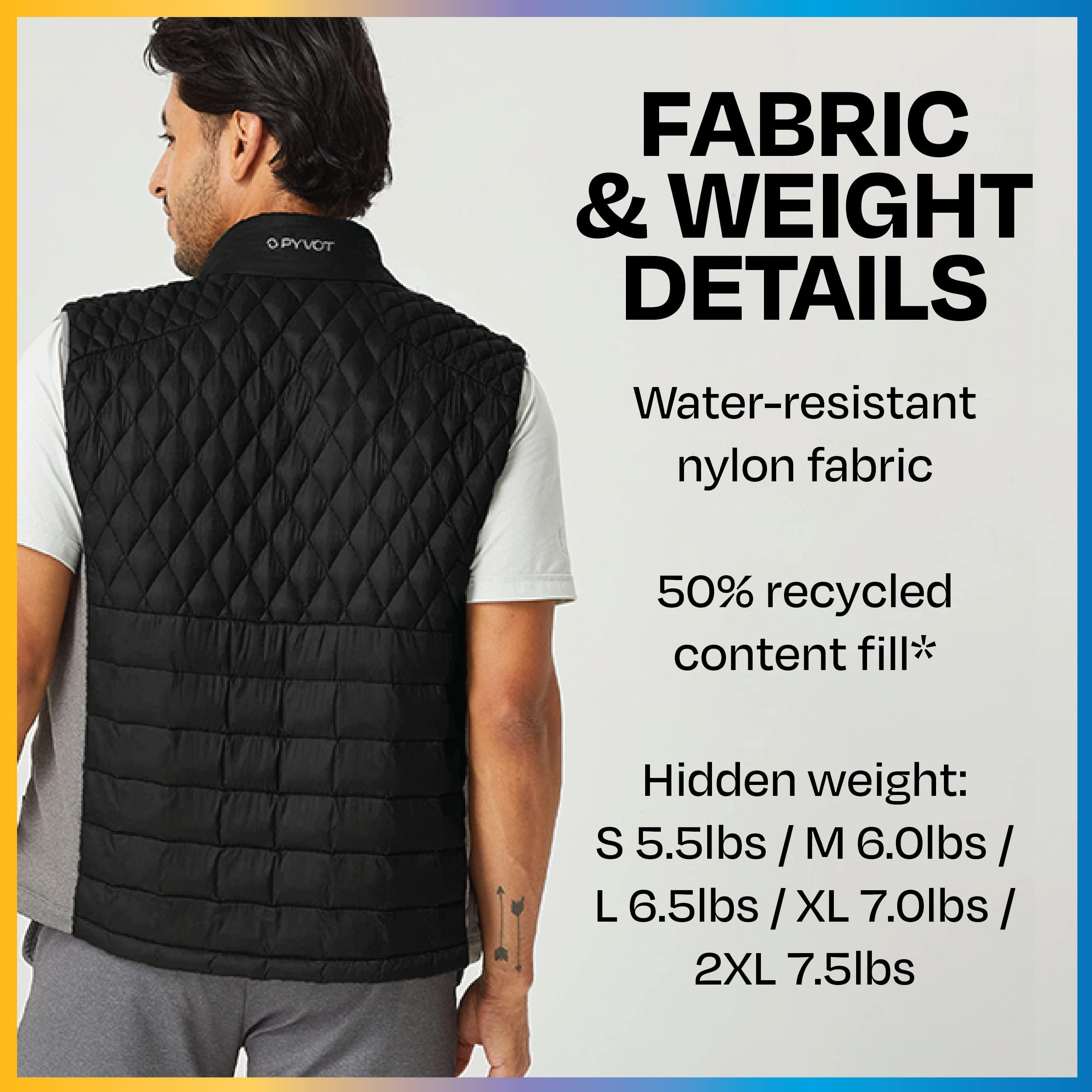 PYVOT PYVOT Mens Dash Weighted Quilted Vest, Weighted Blanket Inspired Clothing for Sensory Issues, Fitness, Stress Relief and Relaxation, Small Size, Black
