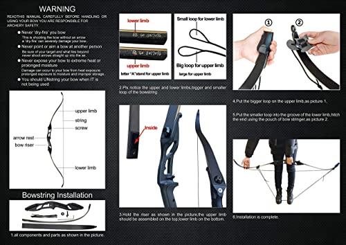 D&Q D&Q Bow and Arrow for Adults Takedown Recurve Bows Hunting Bow Archery Set Adult Longbows Kit 56\" 30-50lb Right Hand Bow Aluminum Alloy Riser for Beginner and Professional Hunting ShootingBlack,45lb