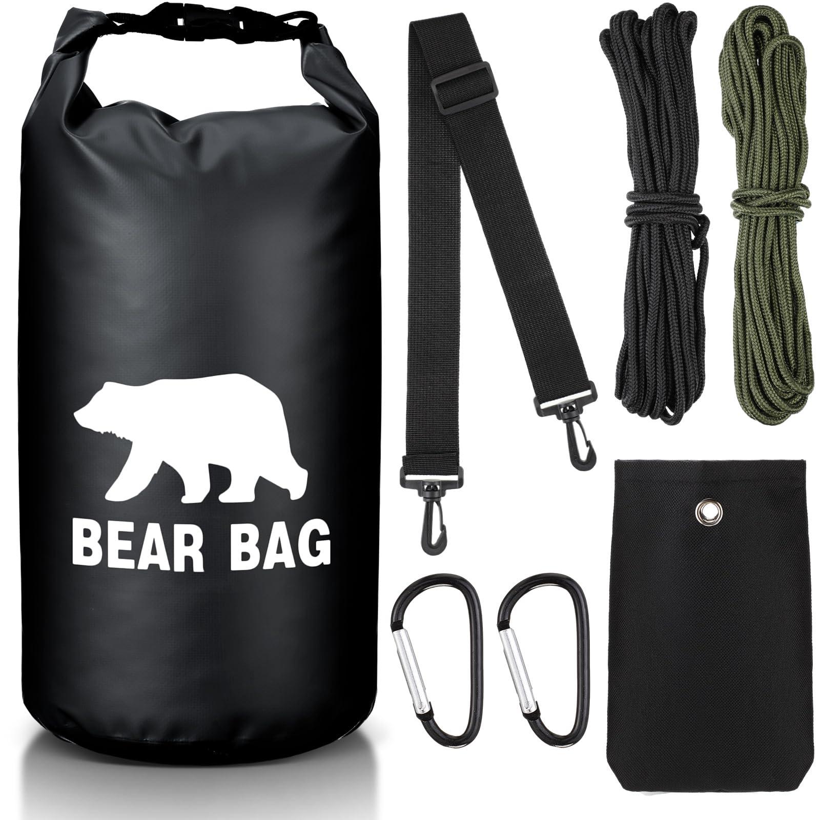 Foilswirl Foilswirl 1 Set Bear Food Bag for Camping Ultralight Food Bag Hanging System Includes Waterproof Bear Bag, Nylon Ropes, Hooks for Camping Backpacking (Black,20 L)