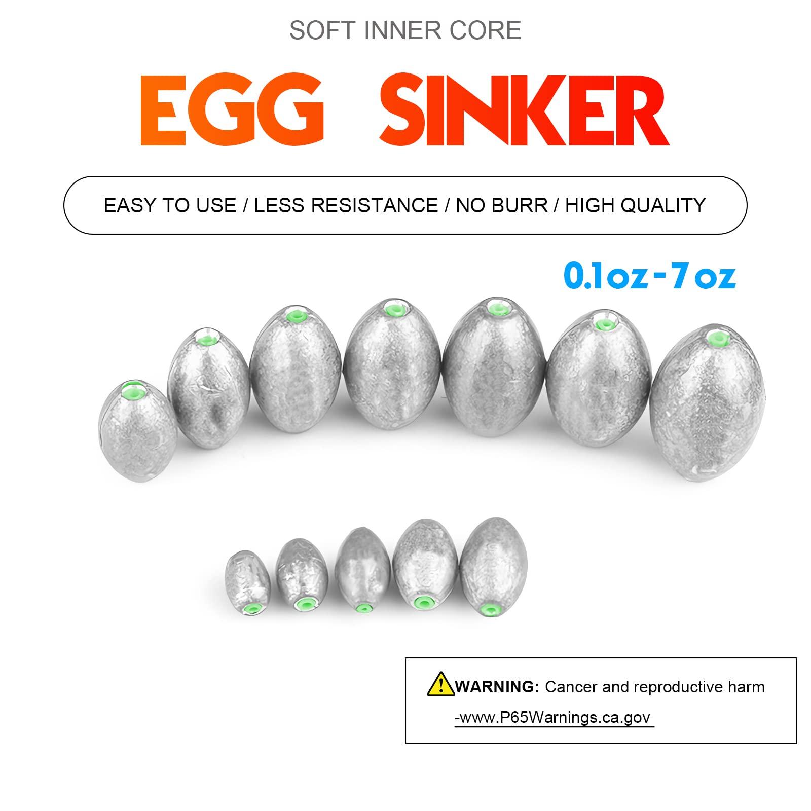 Atibin Atibin Removable Egg Lead Fishing Sinkers Saltwater Fishing Oval Sinkers Shot Drop Weight Sinker Set 10pcs 1oz