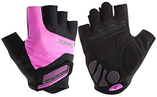 Santic Santic Classic Fingerless Cycling Gloves with Shock-Absorbing Foam Pad Breathable Half Finger Moutain Bike Bicycle Riding Gloves for Men and Women Pink XL