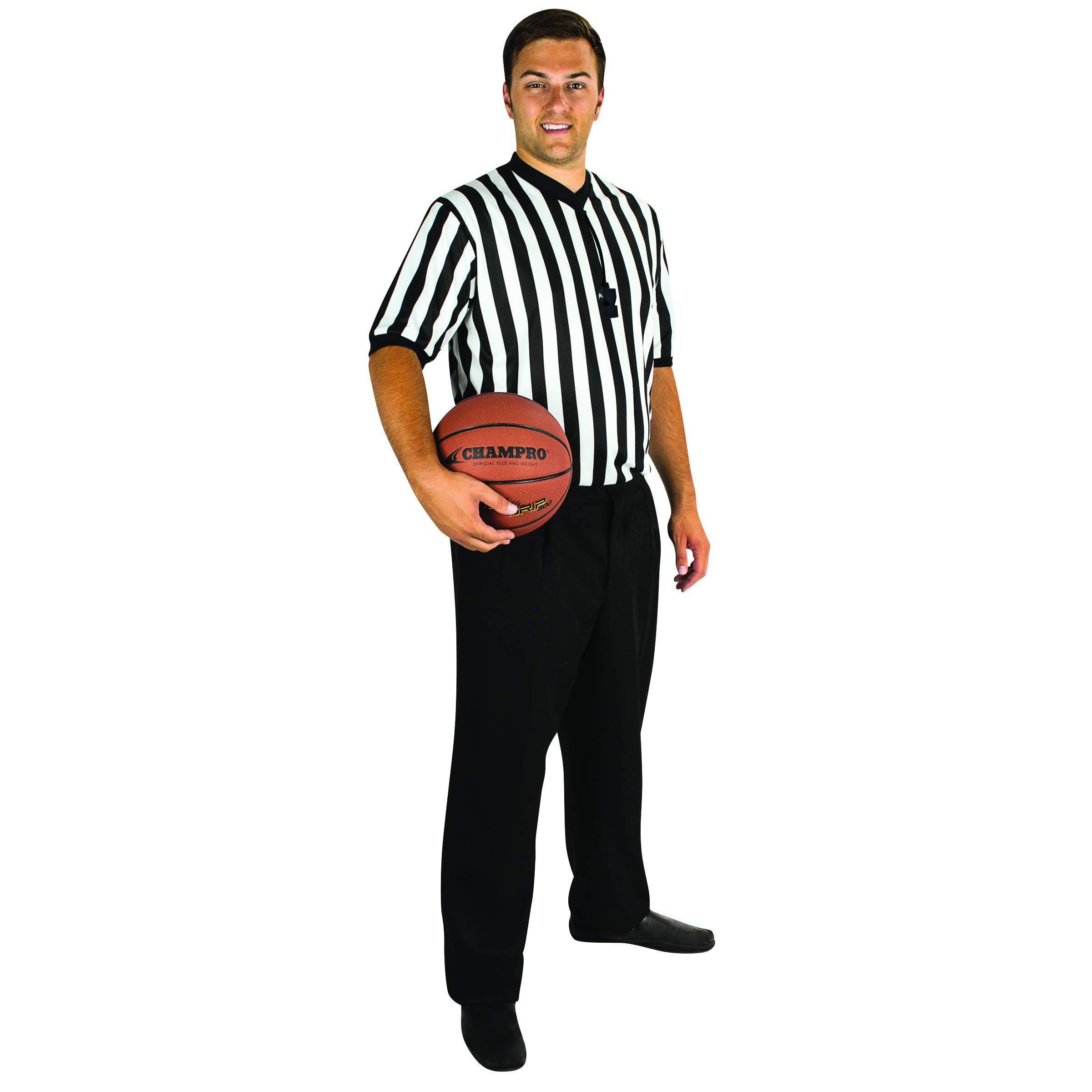 CHAMPRO CHAMPRO Whistle Basketball Officials' Dri Gear Polyester Jersey, Adult 2X-Large, Black, White