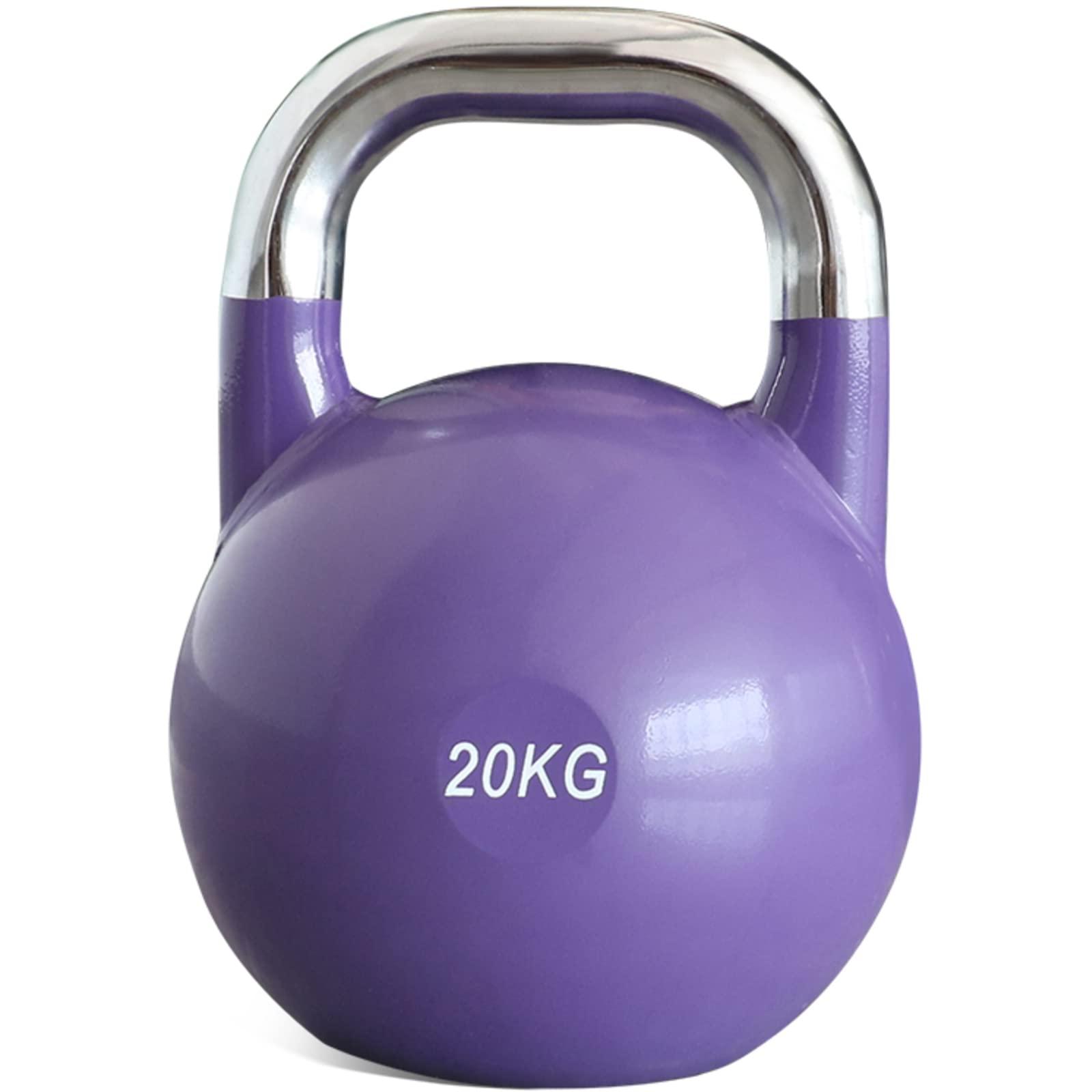 PRISP PRISP Competition Kettlebell Weight 20kg - Pro Grade Heavy Duty Cast Steel, Purple