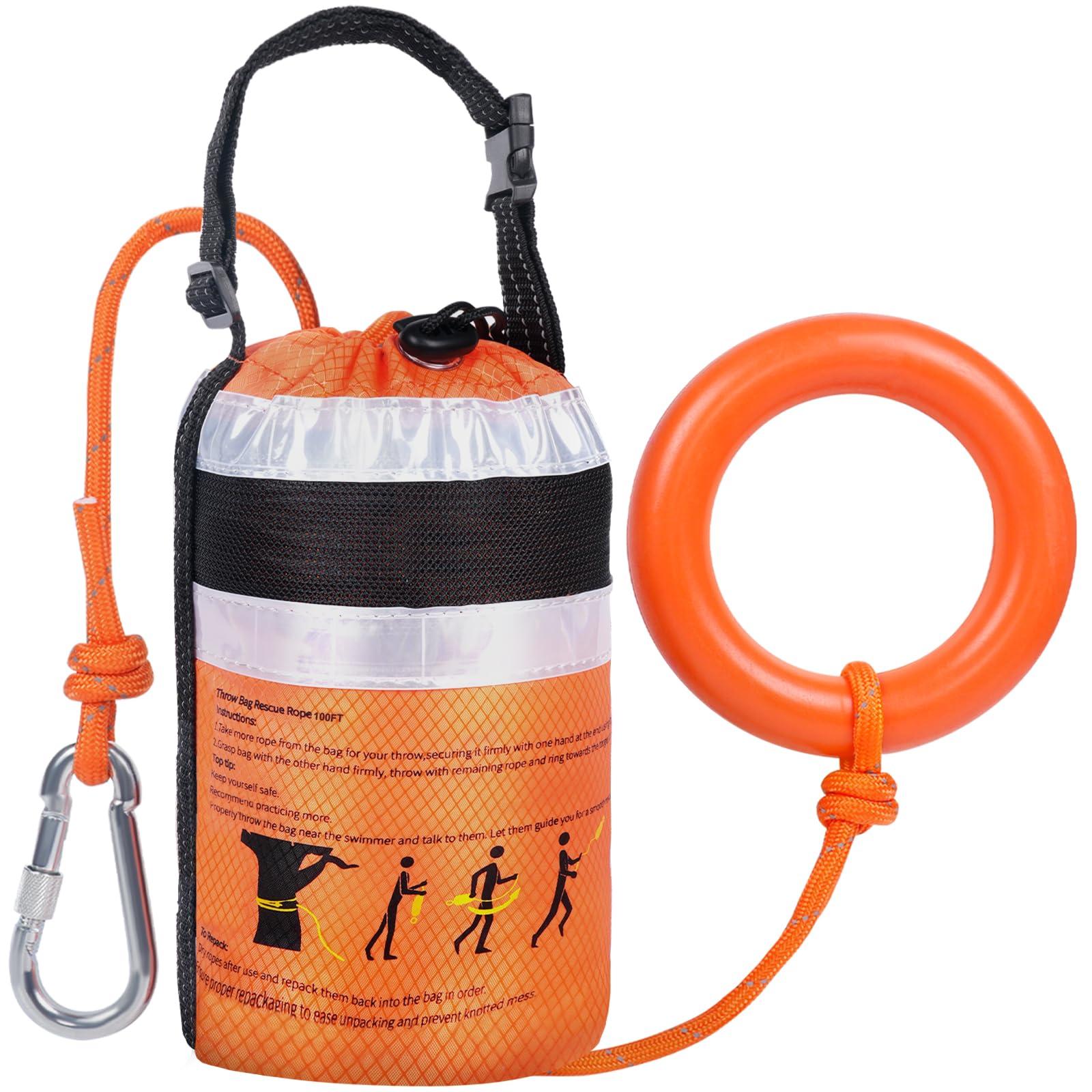 HOKINETY HOKINETY Water Rescue Throw Bag - 3/10 Inch Rope 100FT Up to 1900lbs Tensile Strength Throwable Flotation Device - Emergency Safety Equipment for Kayak Raft Boat