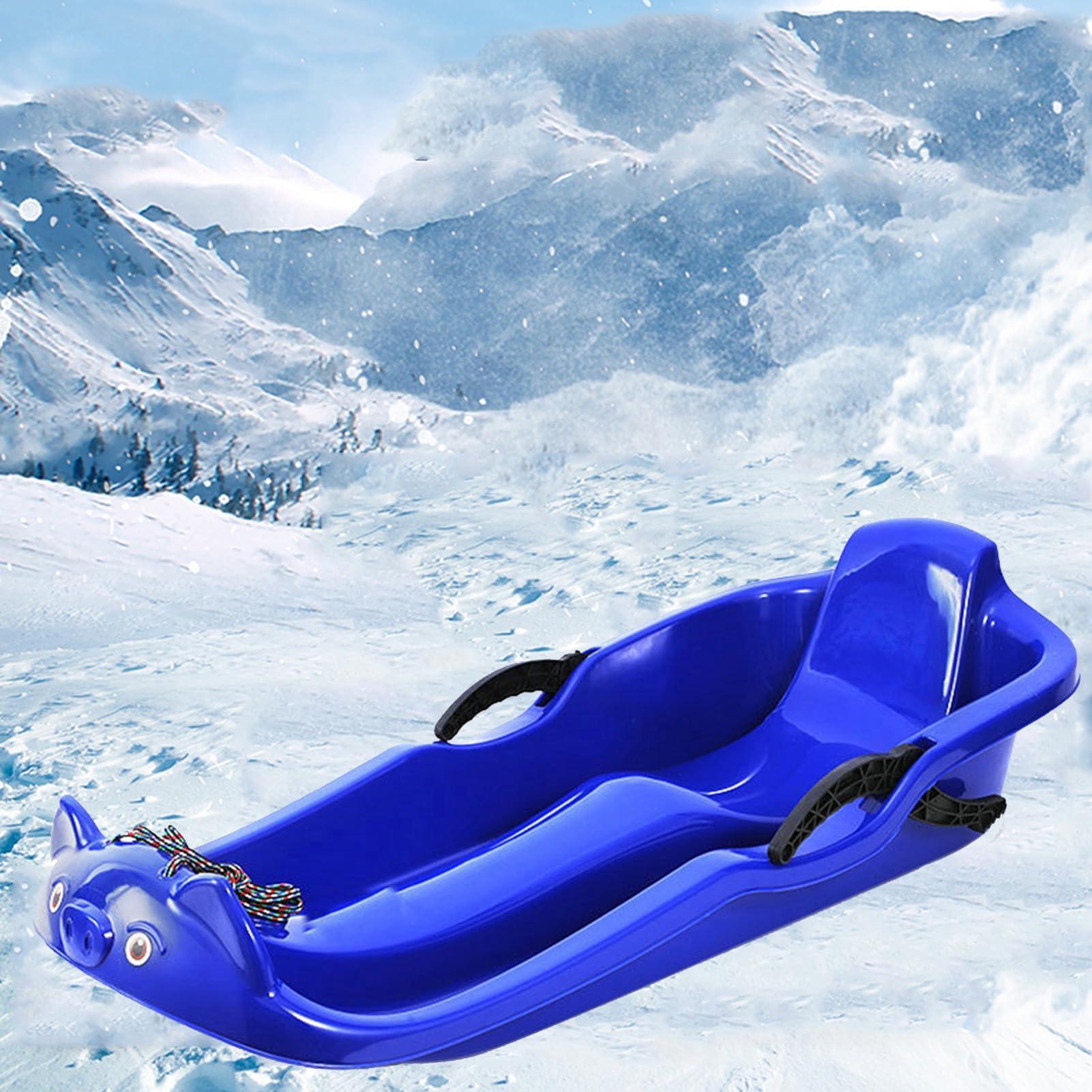 TUOYIBO Two-Handle Children's Sledges, Two-Person Padded Sledges, Frost-Resistant and Wear-Resistant Sledges, Sledges with Backrests