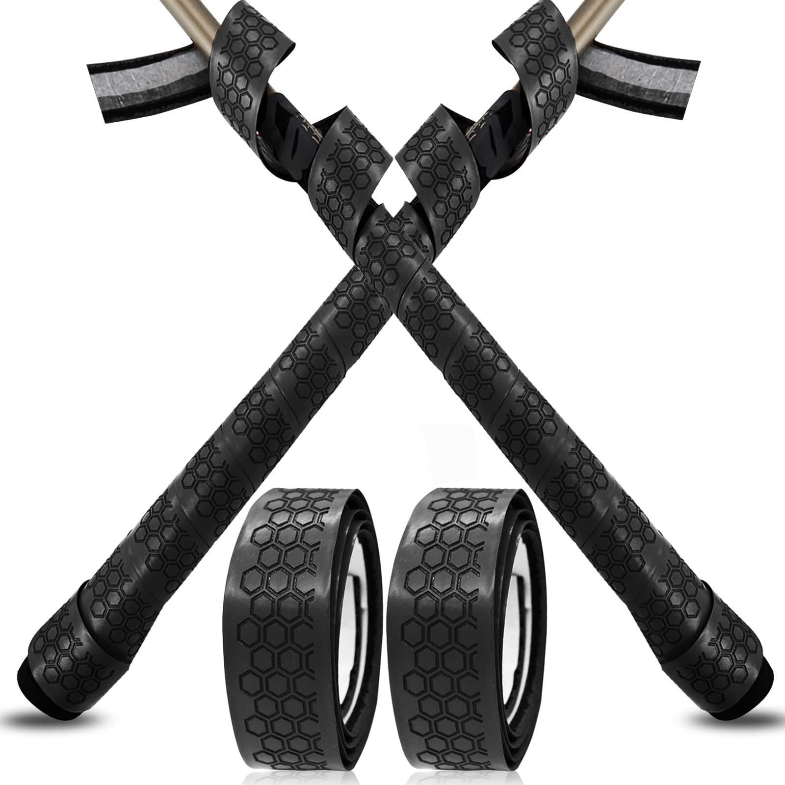 VEASAERS VEASAERS Bat Grip Tape Baseball Softball 2/4 Pack 40 inch 1.75mm Precut and Full Adhesive Back Pro Feel Soft Comfortable Tapes for Old Bats Handles (2 Pcs-Black Hexagon)