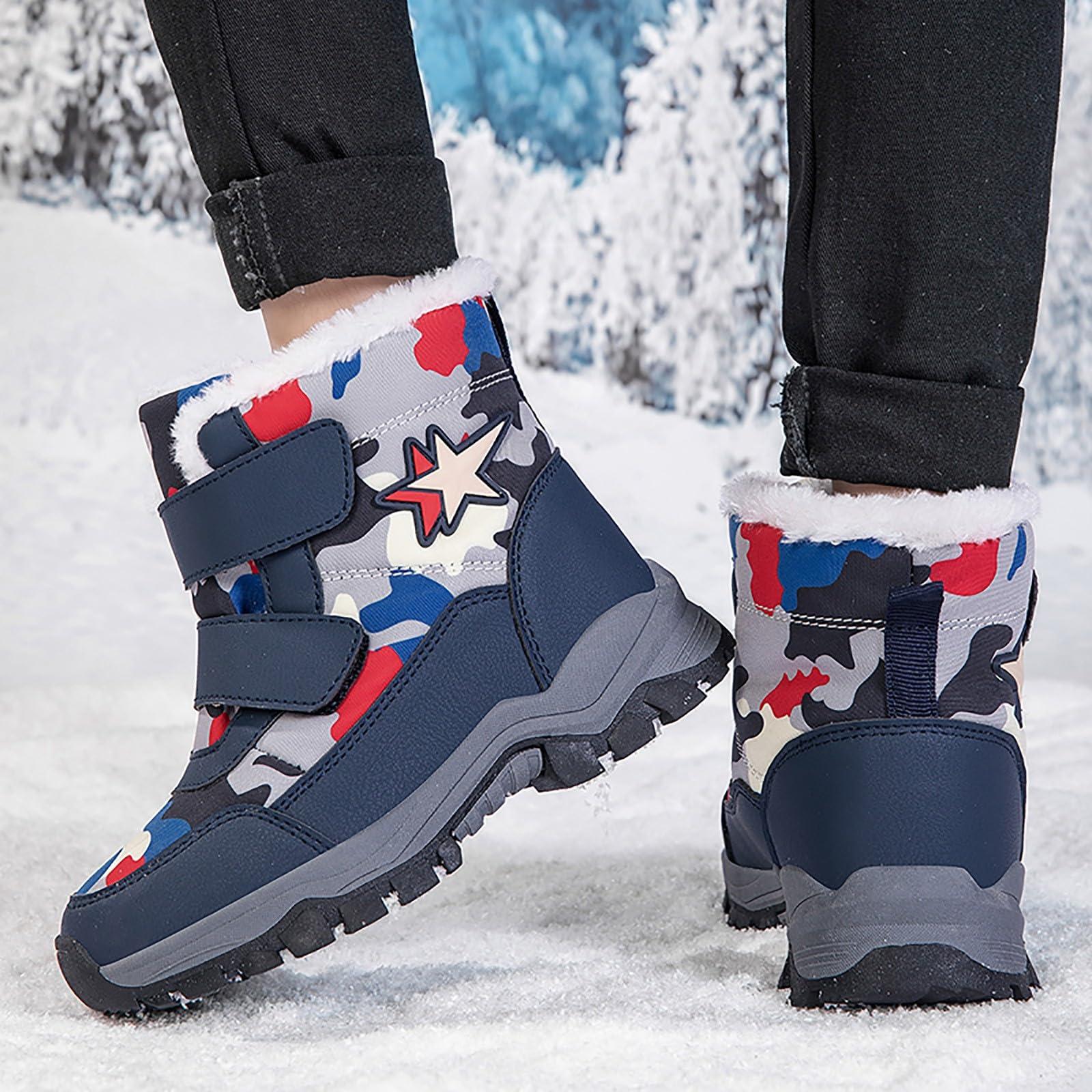IWIHMIV IWIHMIV Kid Snow Boots Girl Winter Boots Toddler Boots Boys Girls Winter Boots Kids Snow Boots Warm Walking Shoes for OutdoorBlue,13.5