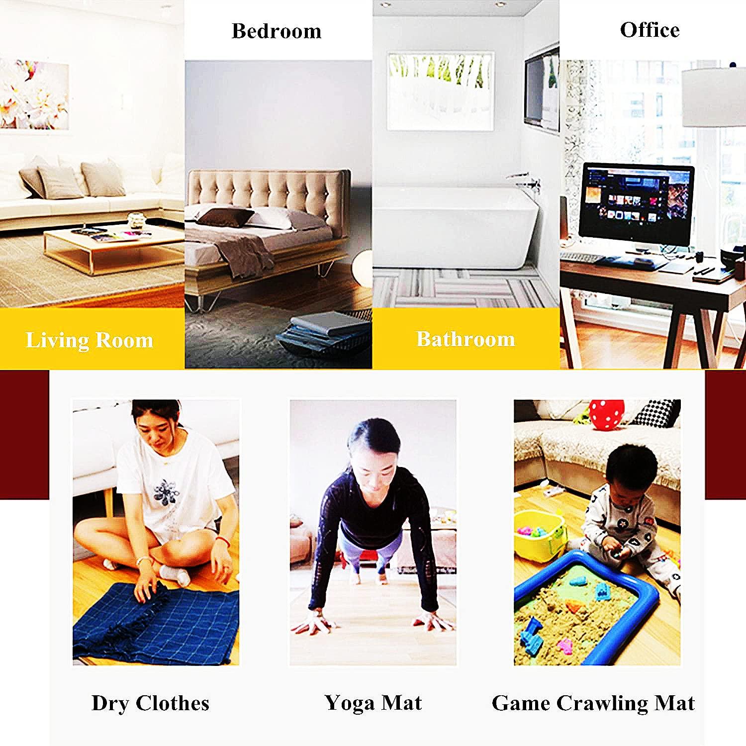 HBIAO Portable Heated Yoga Mat, Adjustable Temperature Heated Floor Mat, Non-Slip Electric Heating Pad Ideal for Yoga, Hot Yoga, Pilates, Fitness, Exercise,Blooming