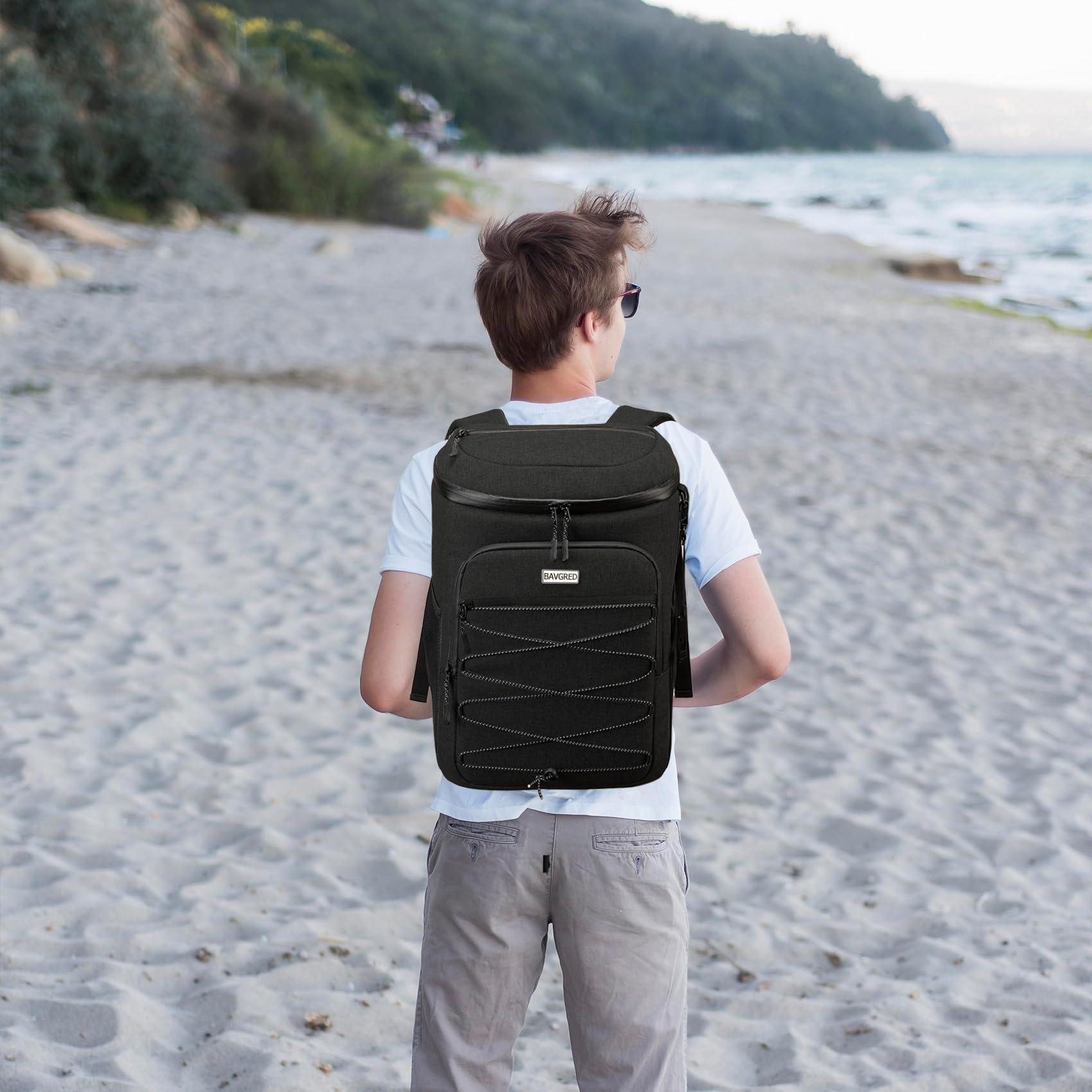 BAVGRED BAVGRED Cooler Backpack Insulated Leak Proof, 30 Cans Backpack with Cooler Compartment for Men and Women, Soft Sided Cooler Bag, Lightweight Ice Chest Lunch Backpack for Beach Camping Picnic Hiking
