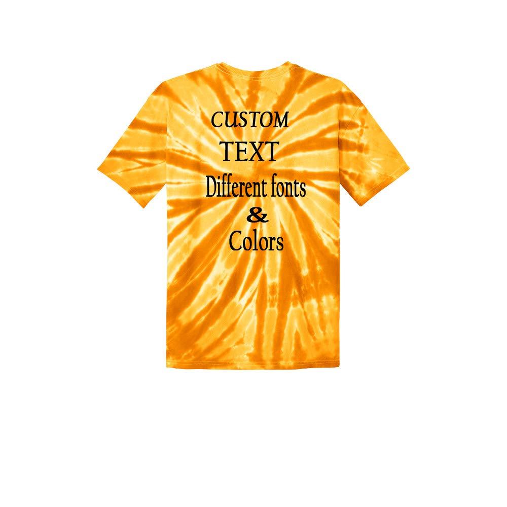 Just Customized Customized Tie Dye T-Shirt for Adults Personalize with Your Any Custom Text Gold