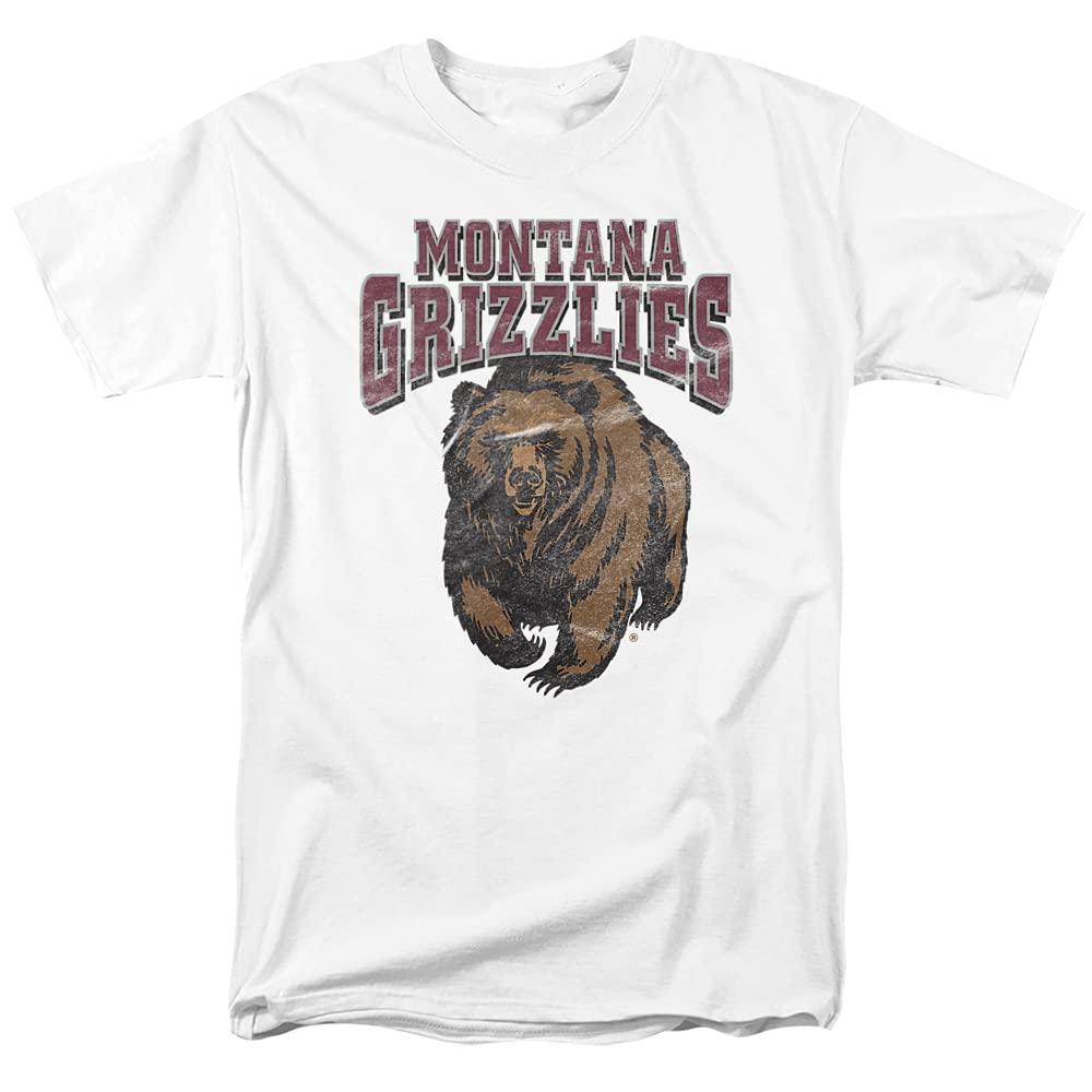University of Montana University of Montana Official Distressed Primary Unisex Adult T-Shirt, White, Large