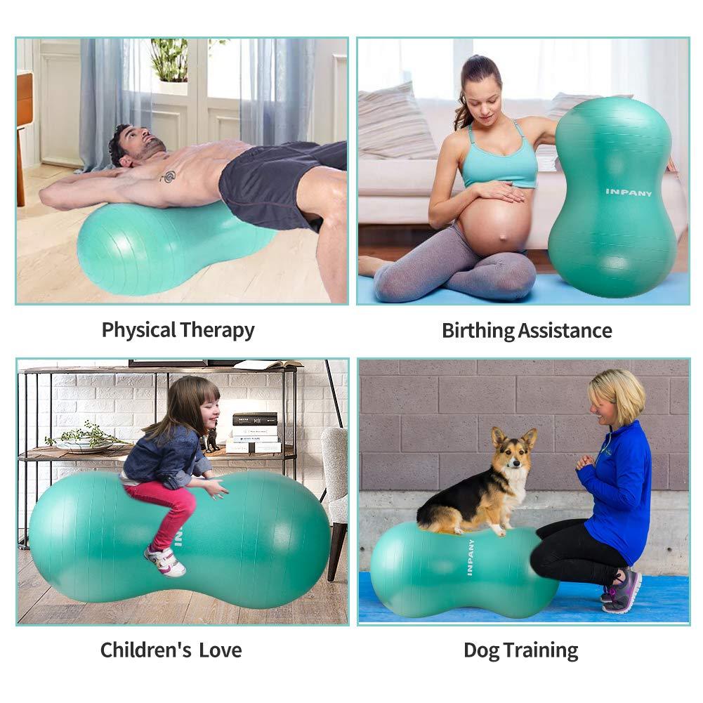 Inpany INPANY Peanut Ball - Anti Burst Exercise Ball for Labor Birthing, Physical Therapy for Kids, Core Strength, Home & Gym Fintness (Include Pump)