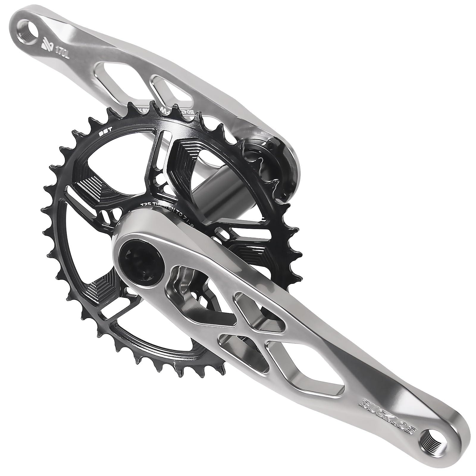 BUCKLOS BUCKLOS MTB Mountain Bike 7075 Aluminum Alloy Crank Arm Set with Bottom Bracket and Bicycle Chainring 32T 34T 36T 38T 6mm Narrow Wide Chainring
