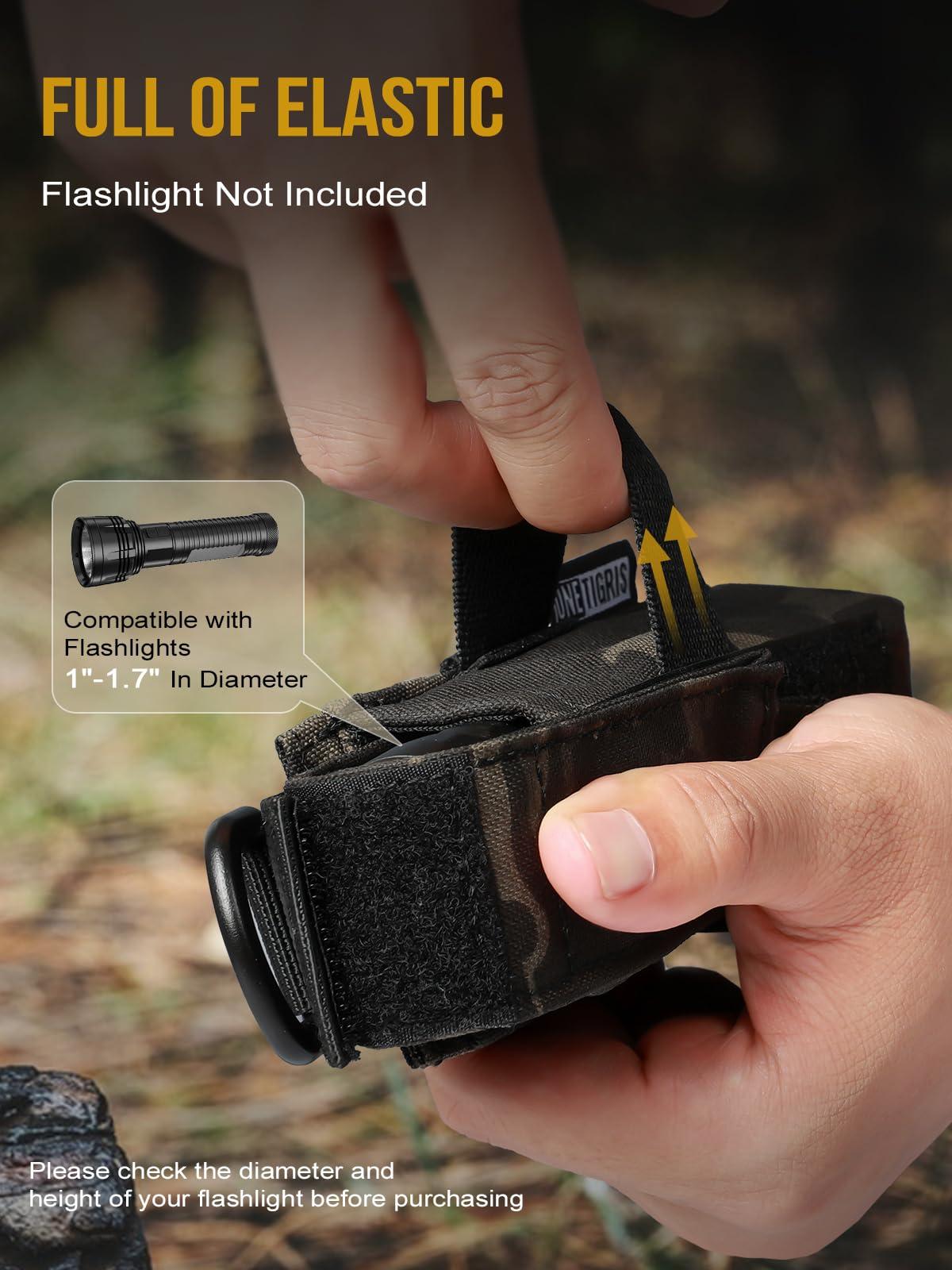 ONETIGRIS OneTigris Flashlight Holster Flashlight Holder Molle Flashlight Holster Tactical Flashlight Pouch Holder for Belt 1000D Cordura Nylon