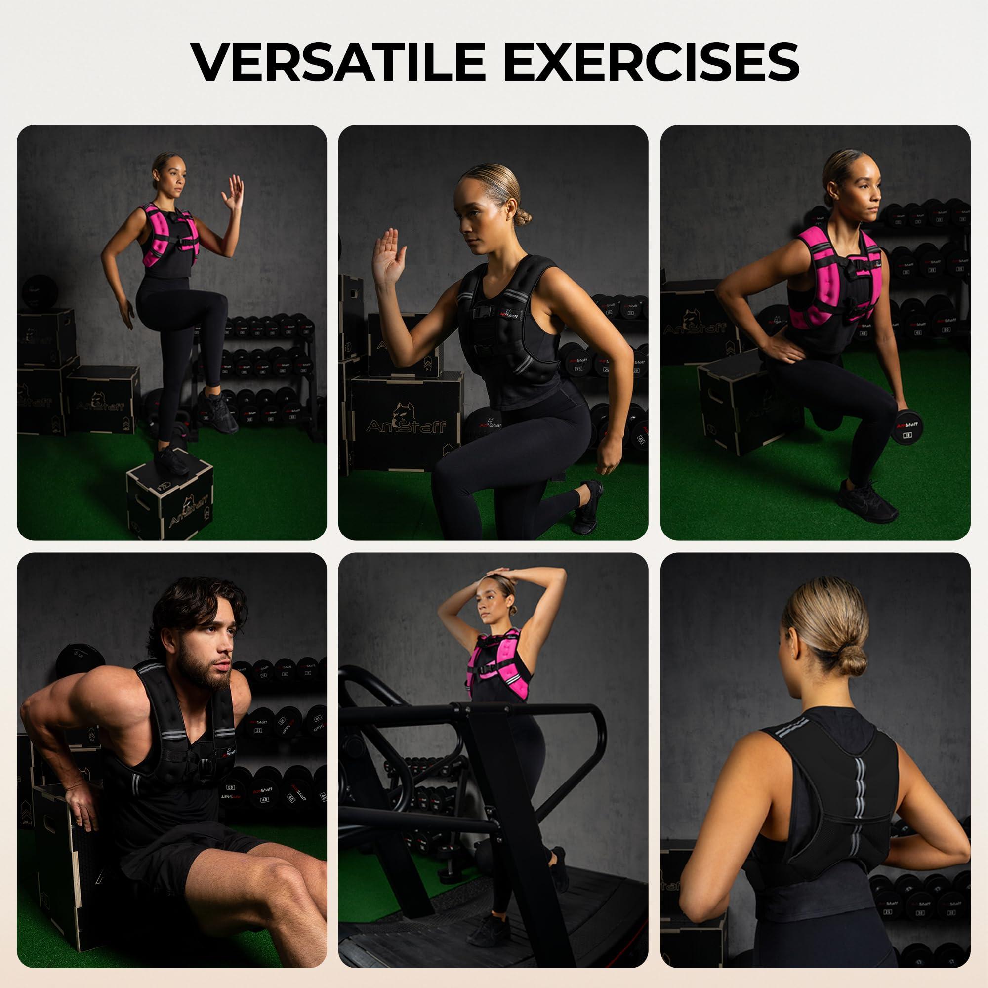 AmStaff Fitness Amstaff Fitness Weighted Vest - Weight Vest for Running, Strength Training & Muscle Building, Features Reflective Stripe for Safe Outdoor Workouts (20lbs, Pink)