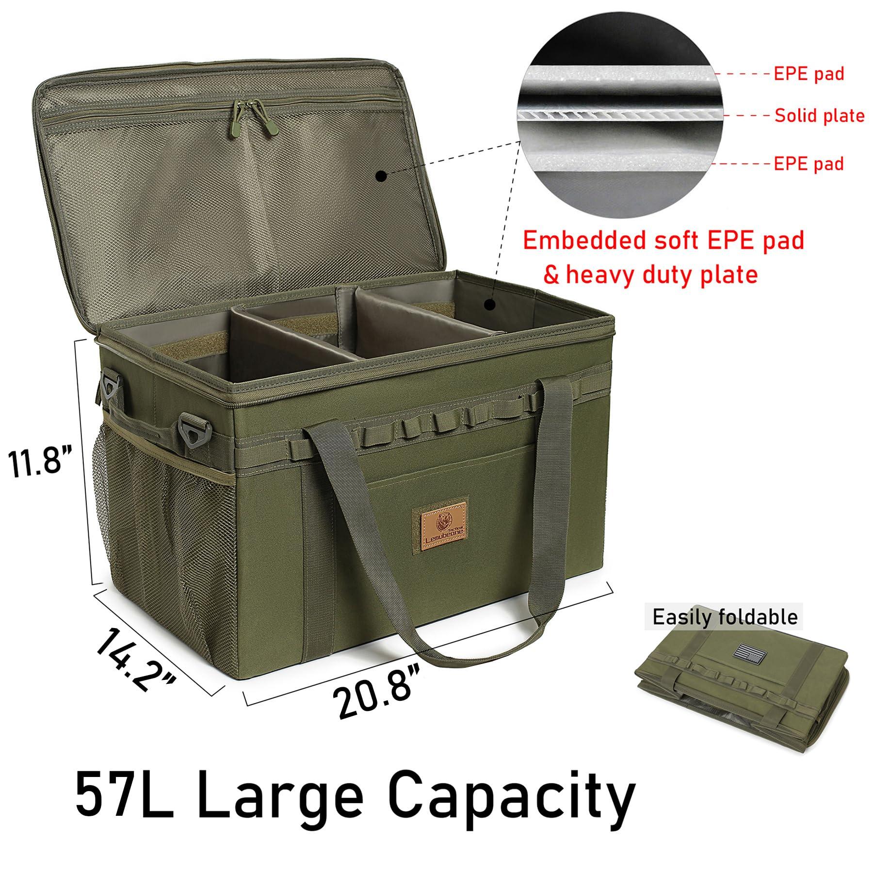Lemubeane Lemubeane Tactical Camping Storage Bag Utility Tote Bag Organizer with Axe Holder & Shoulder Strap (OD Green, X-Large (57L))