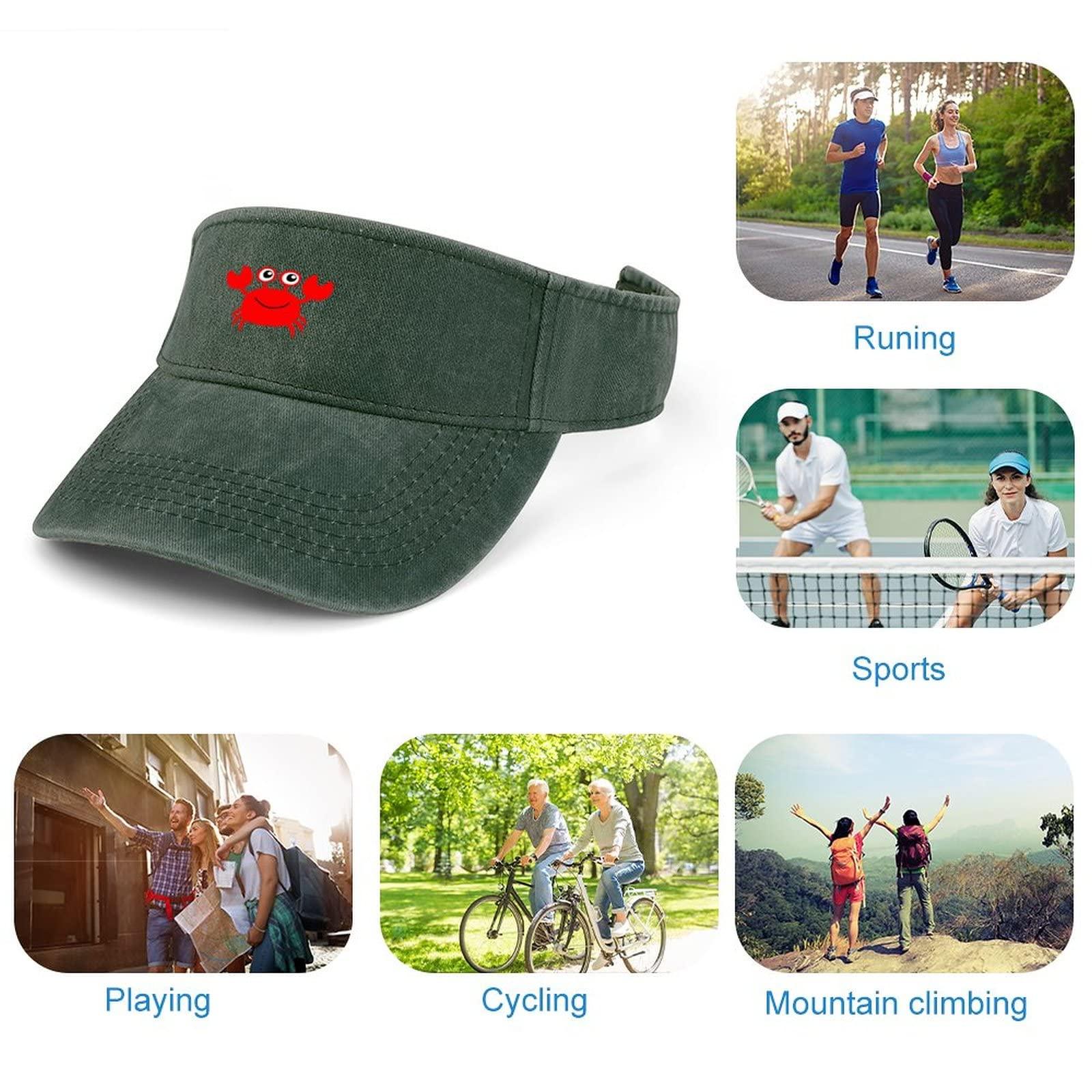 WEEDKEYCAT WEEDKEYCAT Cute Crab Unisex Sunscreen Baseball Cap Empty Top Sun Visor Hats for Summer Outdoor Sports Army Green-Style