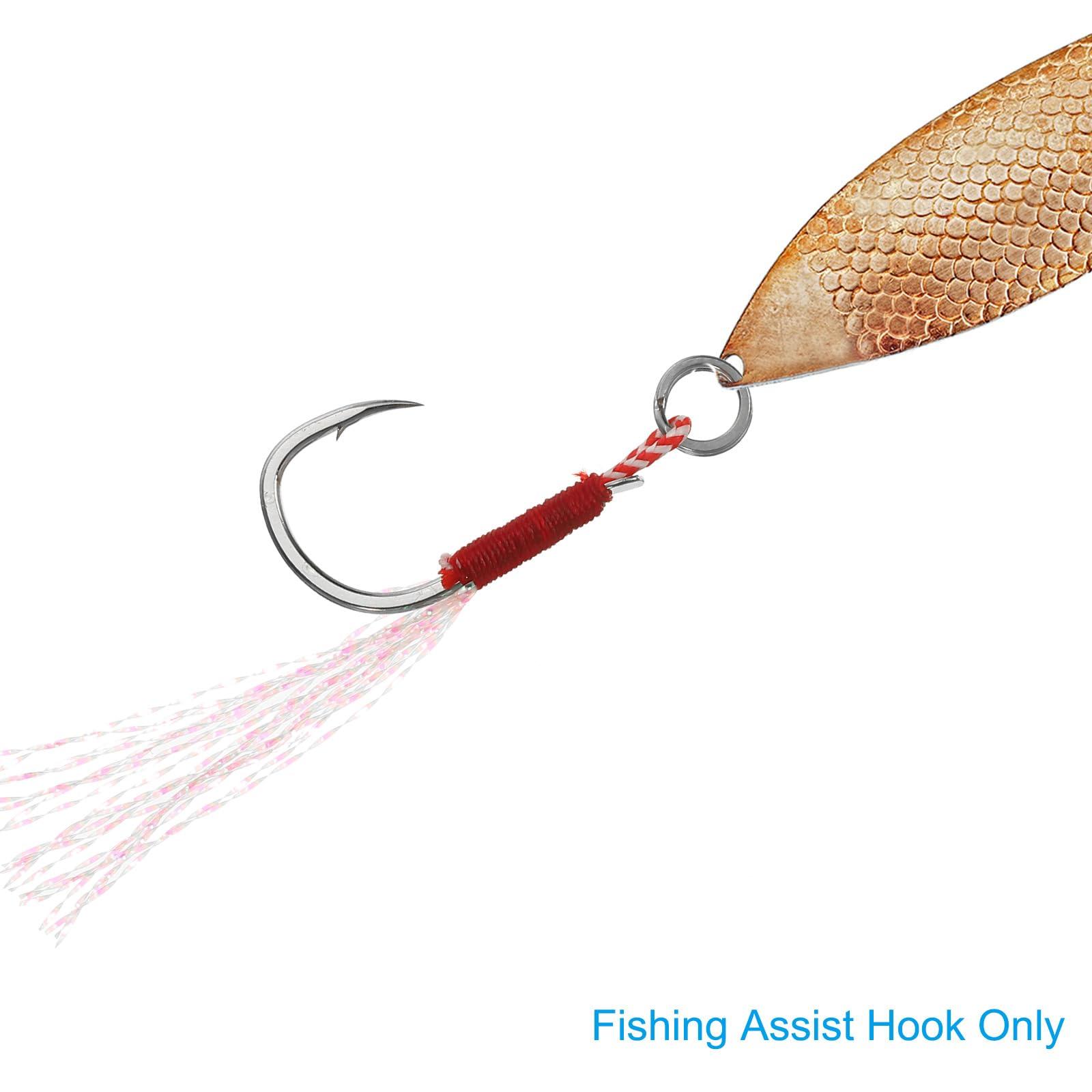 PATIKIL PATIKIL Fishing Assist Hooks Kit, 20 Pcs Glow Jigging Hook Slow Fast Fall Jigs Fishing Hooks for Vertical Jigging Lures, Green (15#,2.2"x0.59")