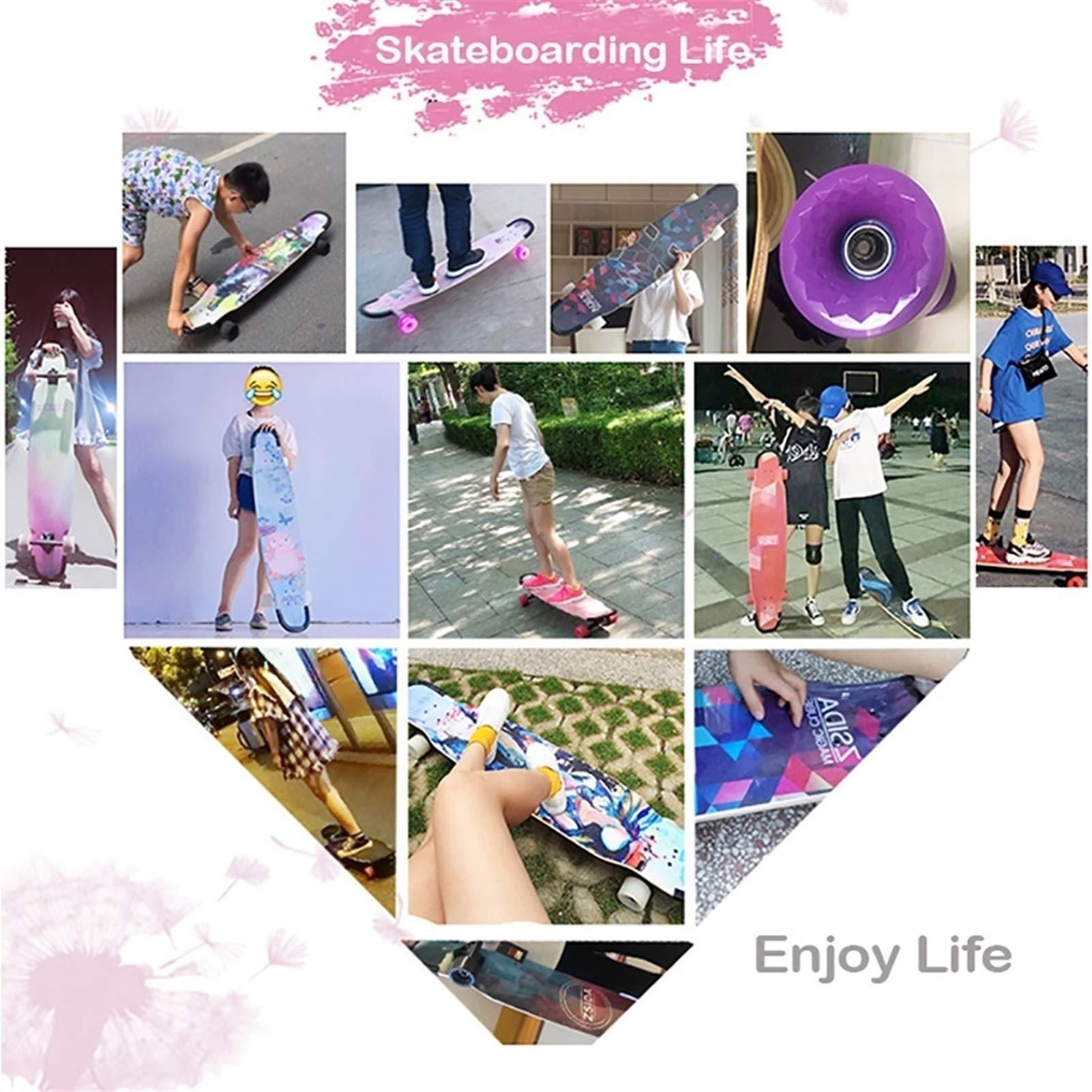 KHUY KHUY Skateboards 46 Inch Long Boards Skateboard for Cruising, Free Style, Downhill and Dancing, Longboard 9 Layer Maple Deck Cruiser for Teens Adults Beginners Girls Gifts (Color : Style E)
