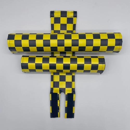 Flite Classic Checkers BMX Pad Sets by Flite Red and Yellow 1.5\" top Tube Diameter
