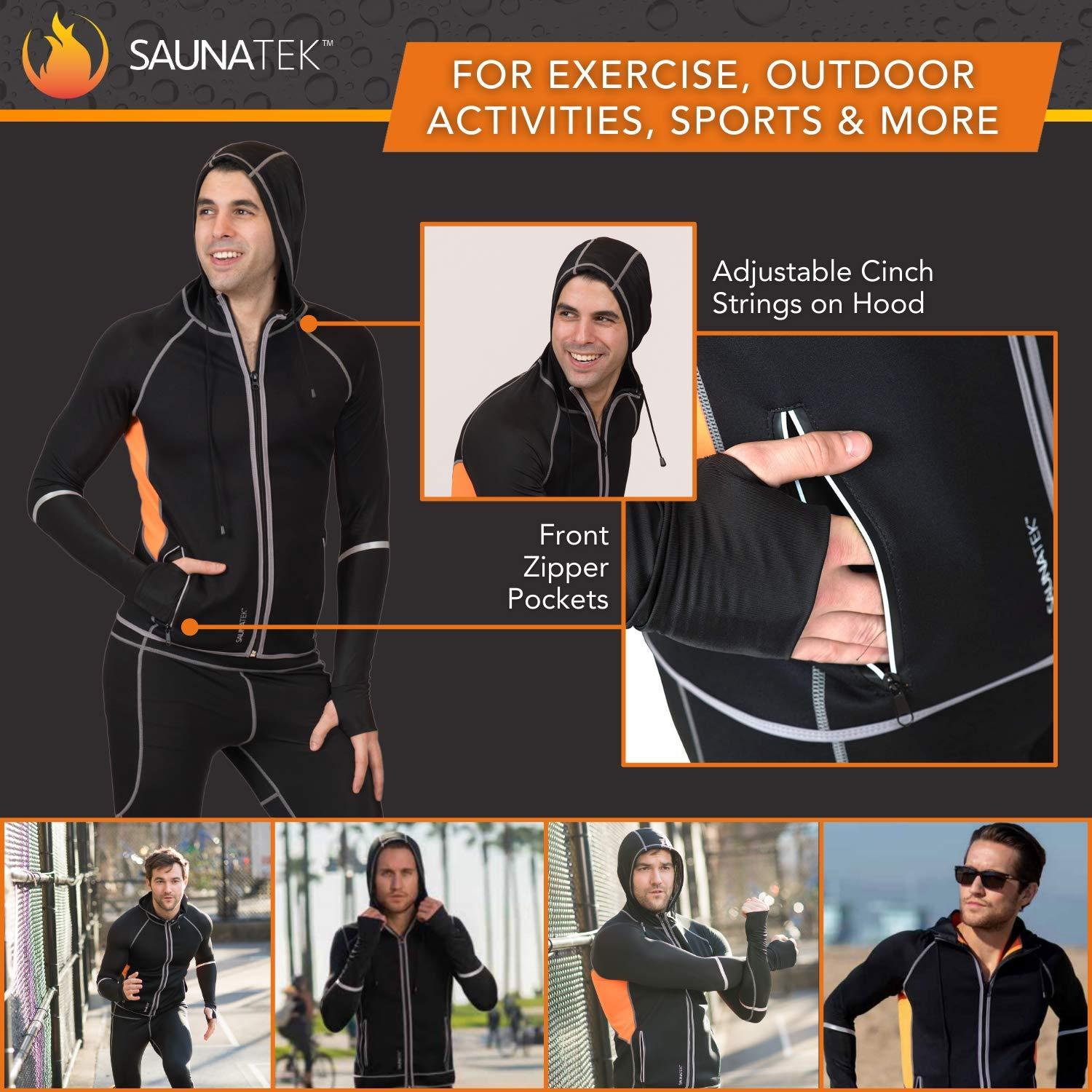 SaunaTek SaunaTek Men\'s Sauna Hooded Jacket Sweat Suit for Exercise and Heat Training, Neoprene, XX-Large