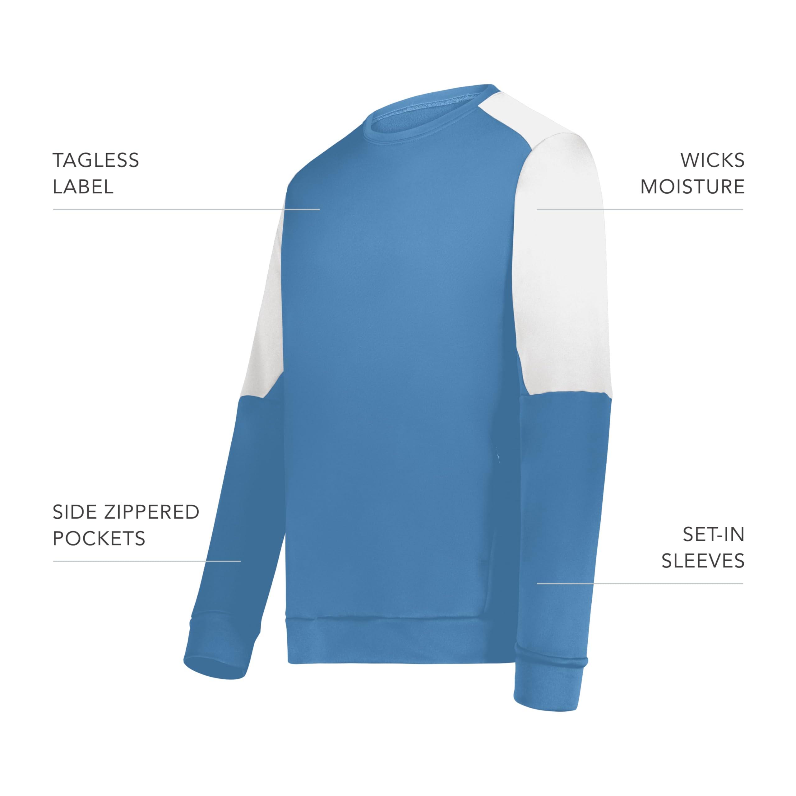 Holloway Holloway Men's Momentum Team Fleece Crew, Columbia Blue/White