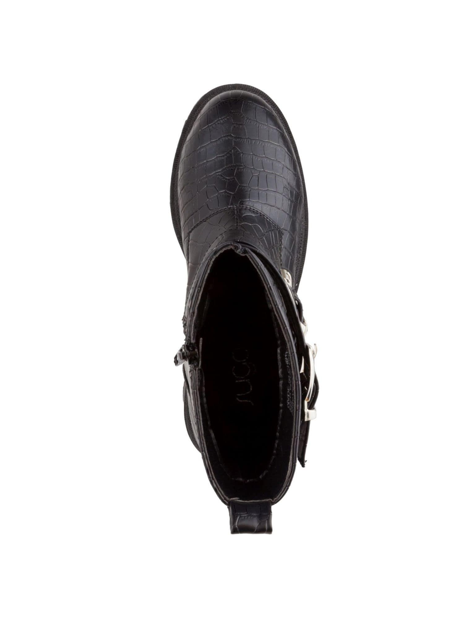 Sugar Sugar Womens Filo Embossed Combat & Lace-up Boots Black 9.5 Medium (B,M)