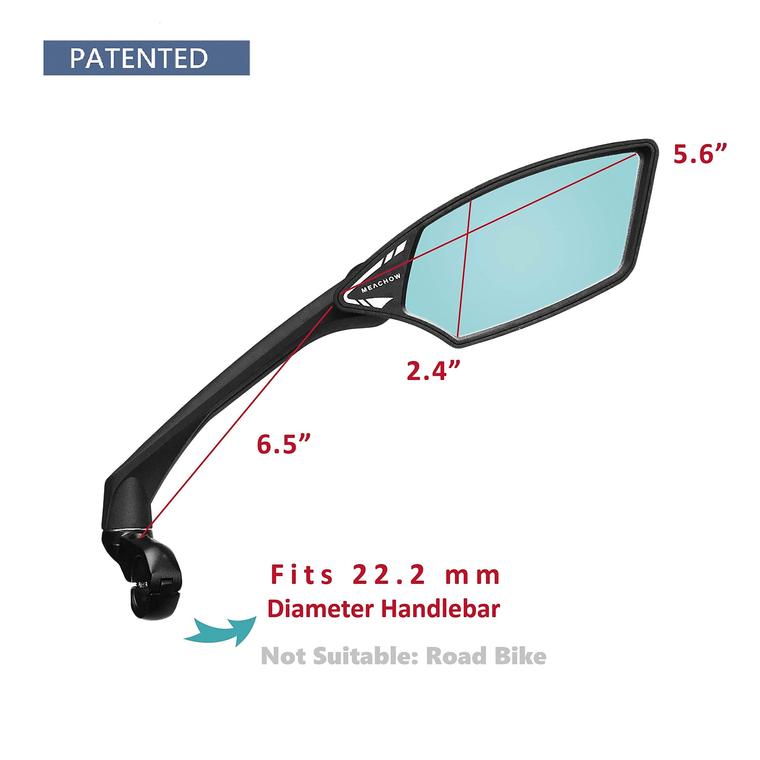 MEACHOW MEACHOW New Scratch Resistant Glass Lens,Handlebar Bike Mirror, Rotatable Safe Rearview Mirror, Bicycle Mirror, (Blue Right Side) ME-006RB