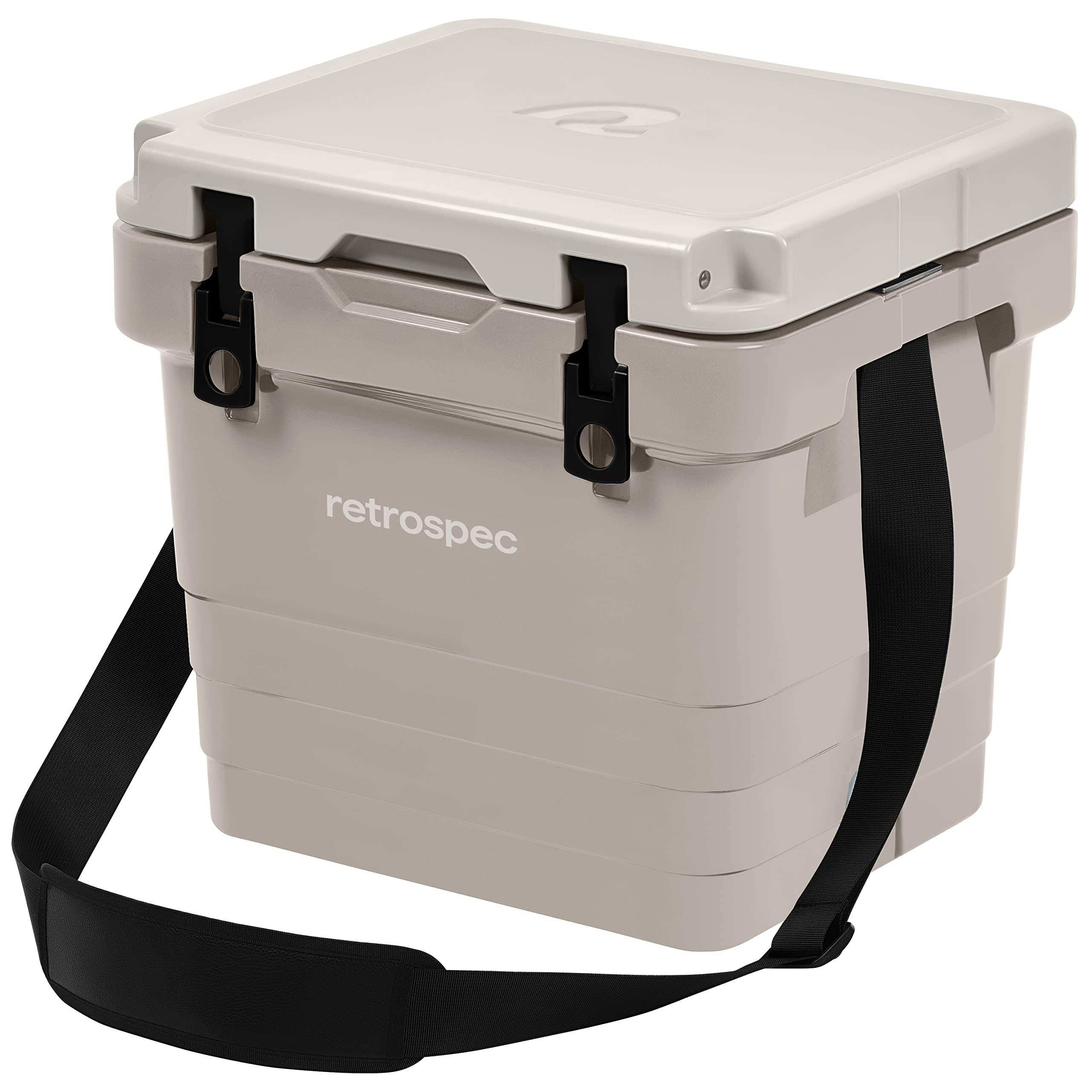 Retrospec Retrospec Palisade Rotomolded 25 Qt Cooler - Fully Insulated Portable Ice Chest with Built in Bottle Opener, Tie-Down Slots & Dry Goods Basket - Large Beach, Camping & Travel Coolers - Dune