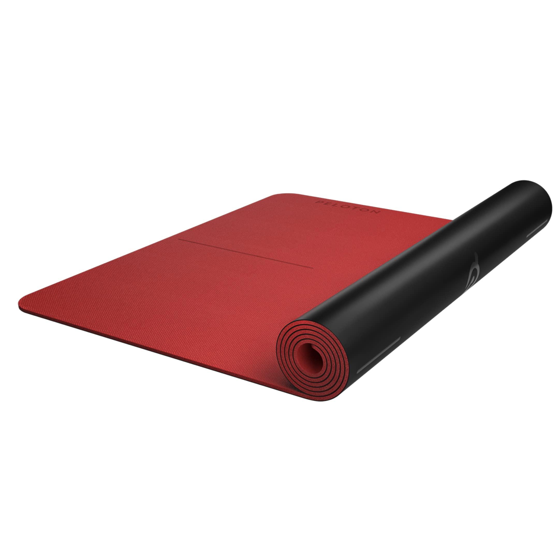 Peloton Peloton Reversible Workout Mat | 71 x 26 with 5 mm Thickness, Premium Heavy-Duty Floor & Yoga Mat, Tear & Scratch Resistant,Black, Red