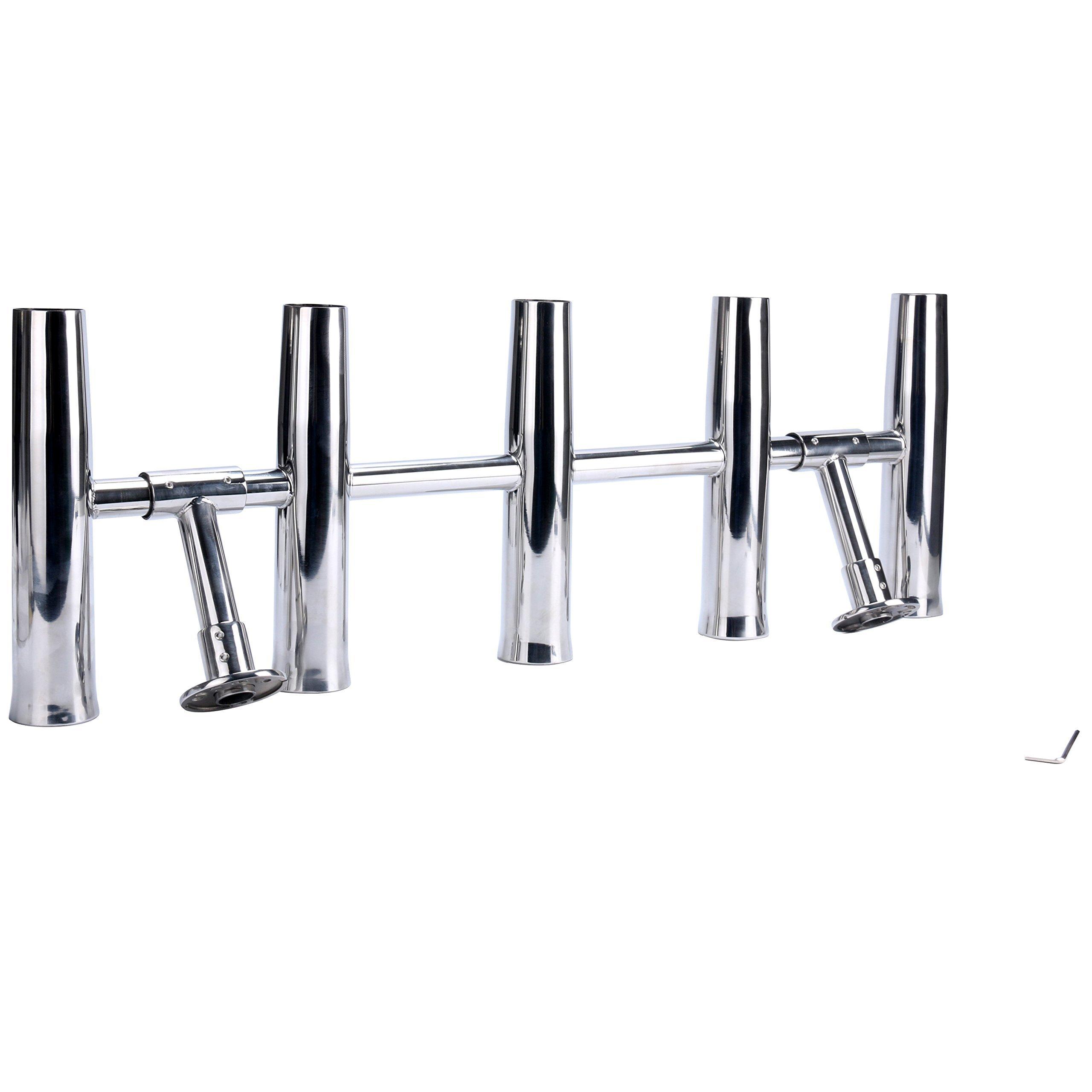 Amarine Made Amarine Made 5 Tube Adjustable Stainless Rocket Launcher Rod Holders , Can Be Rotated 360 Deg