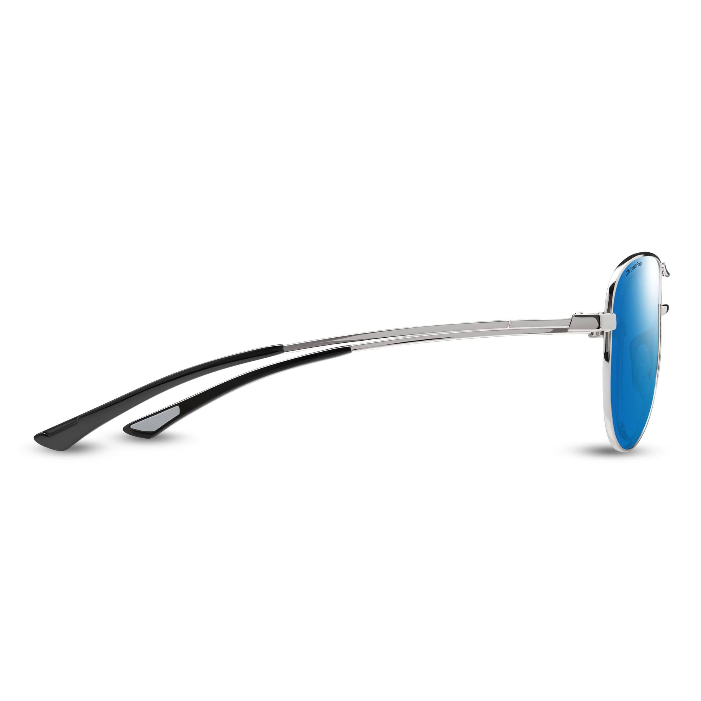 SMITH SMITH Langley Sunglasses Performance Sports Sunglasses with Wrap around Fit for Cycling, Running, Baseball, Golf for Men & Women Silver + ChromaPop Polarized Blue Mirror