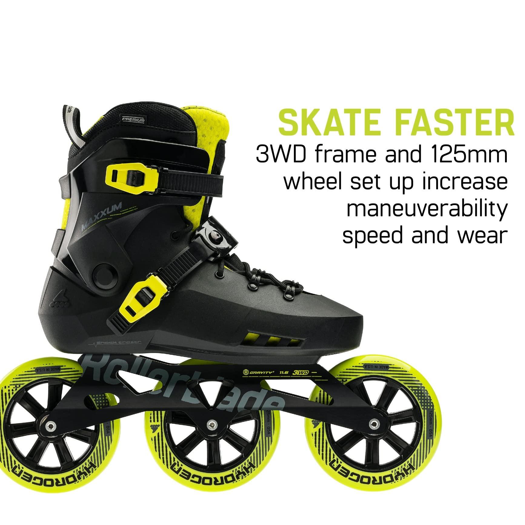 Rollerblade Rollerblade Maxxum 125 Unisex Adult Urban Inline Skate, Black and Lime, Performance Inline Skates