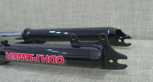 CDHPOWER CDHPOWER 26"/29" Bicycle Suspension Fork, Double Shoulder, Triple Tree, 1-1/8" Threadless, 28.6mm Straight Tube, Black, Disc Brake (26")