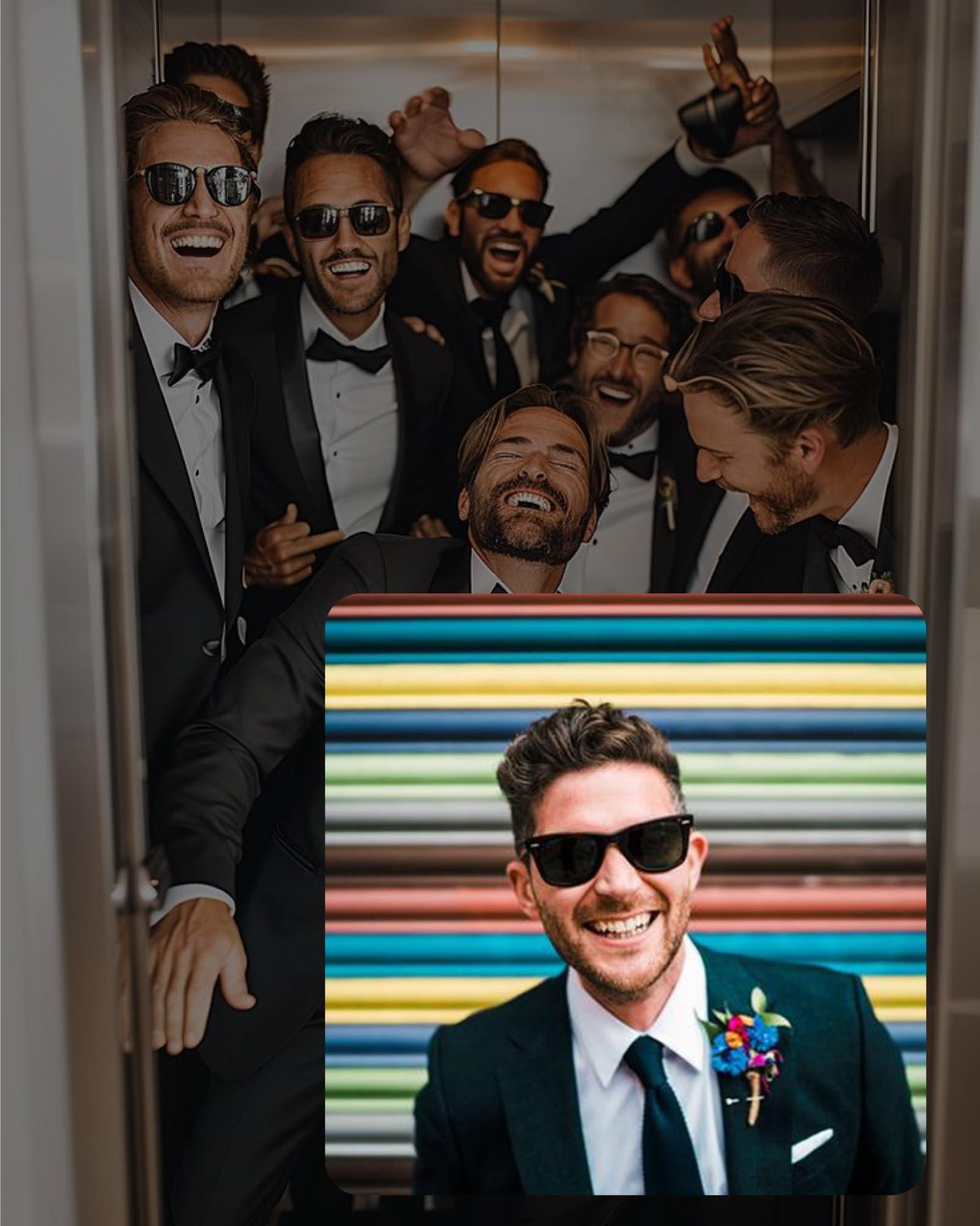 GroomBrideGifts GroomBrideGifts 8 Pack Groomsmen Sunglasses - Wedding Sunglasses Set for Groomsman Proposal Gifts, Bachelor Party Favors