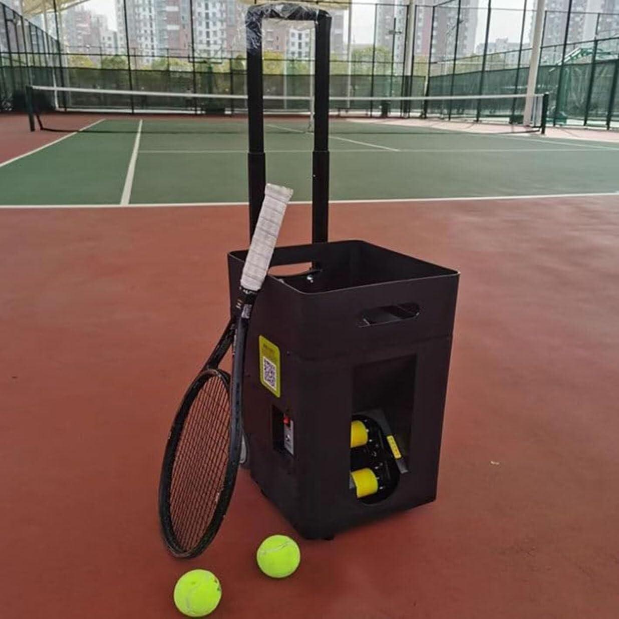 MAHWER MAHWER Portable Tennis Ball Machine, Automatic Tennis Ball Launcher, Adjustable Angle, Speed, Rotation, for Beginners Solo Training Sports, 50 Large Capacity