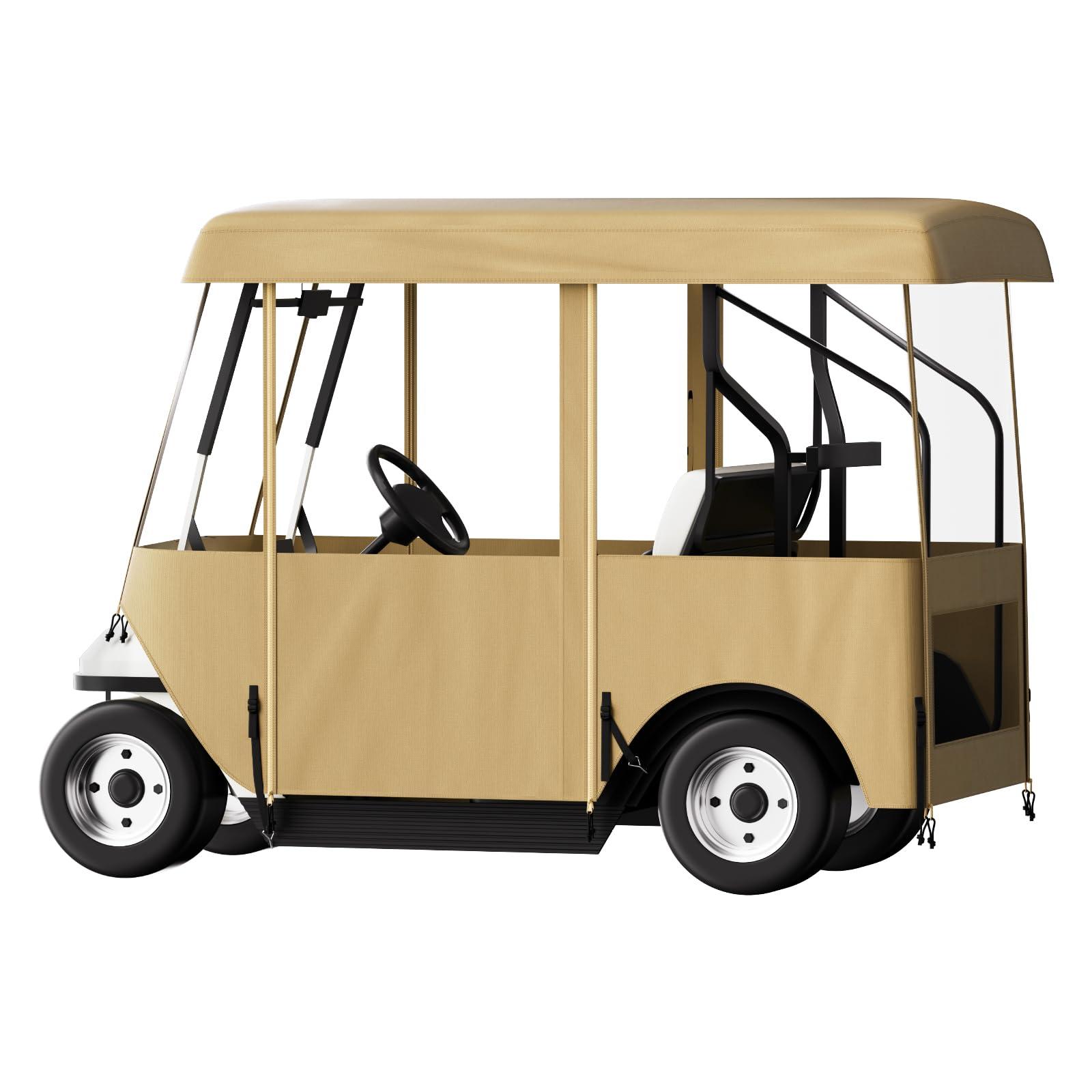 Happybuy Happybuy Golf Cart Enclosure, 4-Person Golf Cart Cover, 4-Sided Fairway Deluxe, 300D Waterproof Driving Enclosure with Transparent Windows, Fit for EZGO, Club Car, Yamaha Cart (Roof Up to 78.7''L)