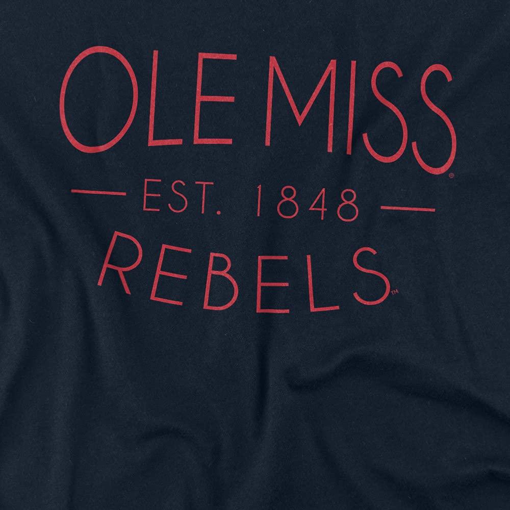 University of Mississippi University of Mississippi Ole Miss Official Simple Unisex Adult T-Shirt, Navy, 5X-Large