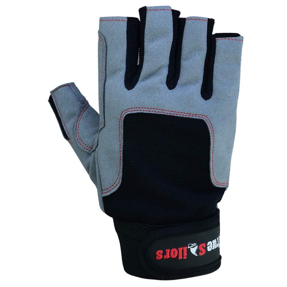MRX BOXING & FITNESS MRX BOXING & FITNESS Sailing Gloves with 3/4 Finger and Grip for Men and Women, Great for Kayaking, Workouts and More Grey/Black