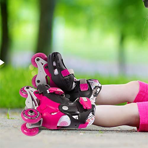 New Bounce New Bounce Roller Skates for Little Kids - Shoe Size EU 28-31, US Kids Junior Size 8-11, 2-in-1 Roller Skates for Girls, Converts from Tri-Wheel to Inline Skates - Rollerskates for Beginners | Pink